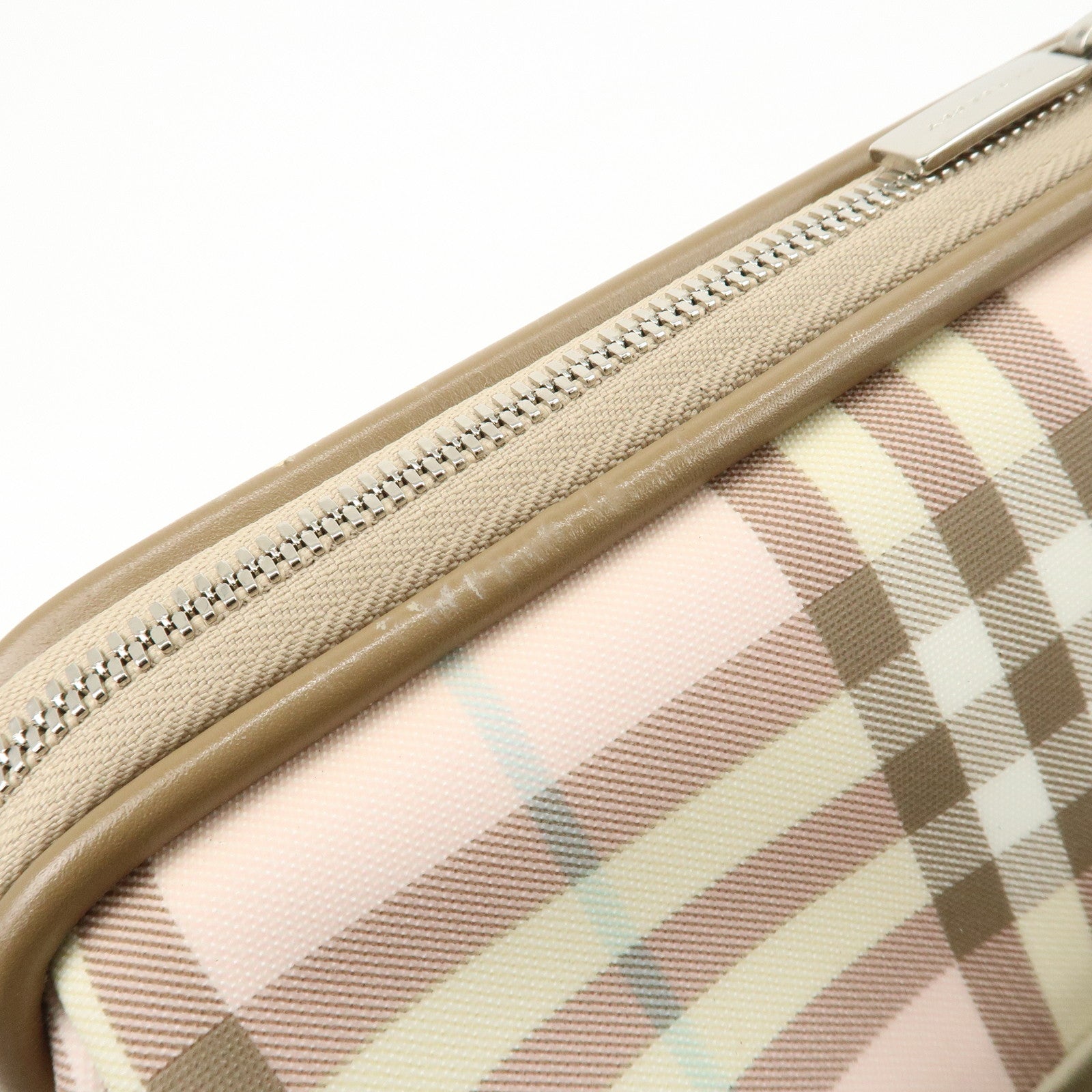 BURBERRY PVC Leather Nova Plaid Shoulder Bag Hand Bag Beige Pink