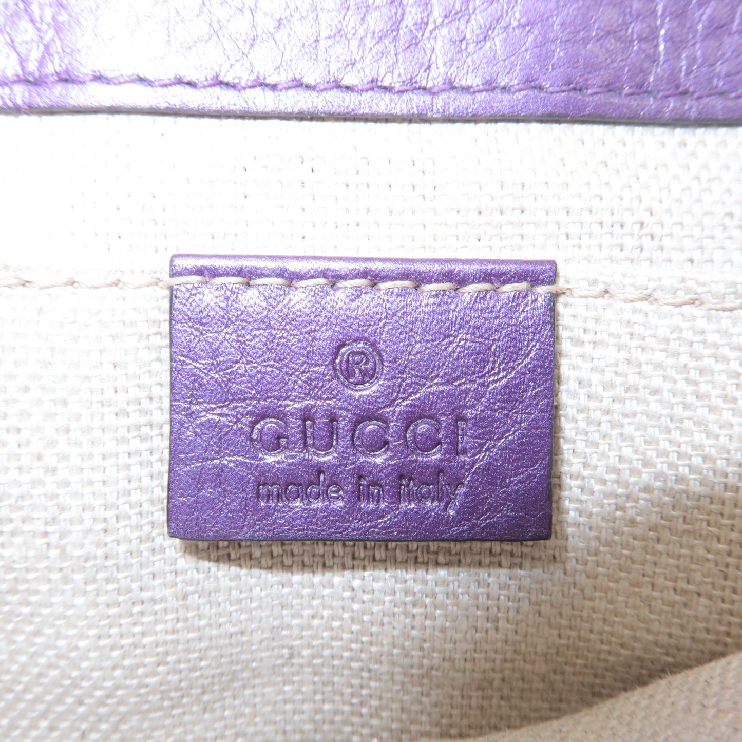GUCCI Leather Chain Shoulder Bag Clutch Bag Purple 268748