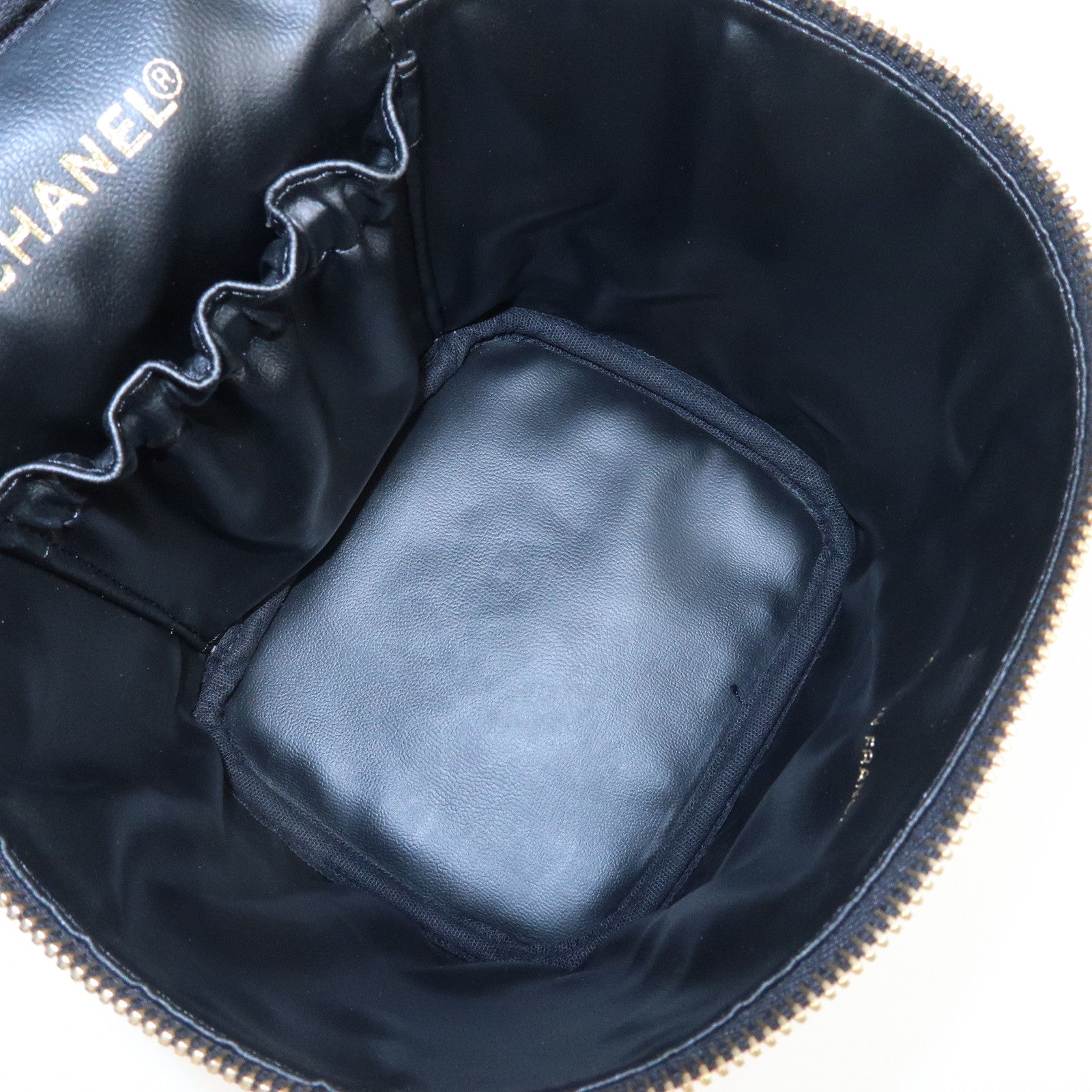 CHANEL Caviar Skin Vanity Bag Hand Bag Cosmetic Pouch Black A01998