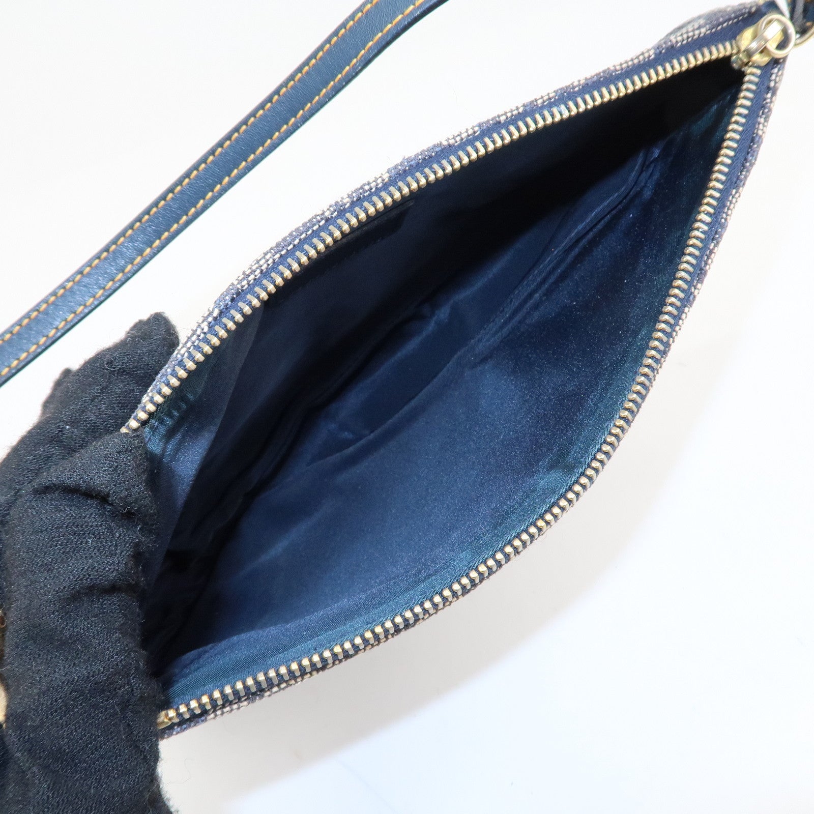 Christian Dior Trotter Canvas Leather Mini Saddle Pouch Hand Bag Used
