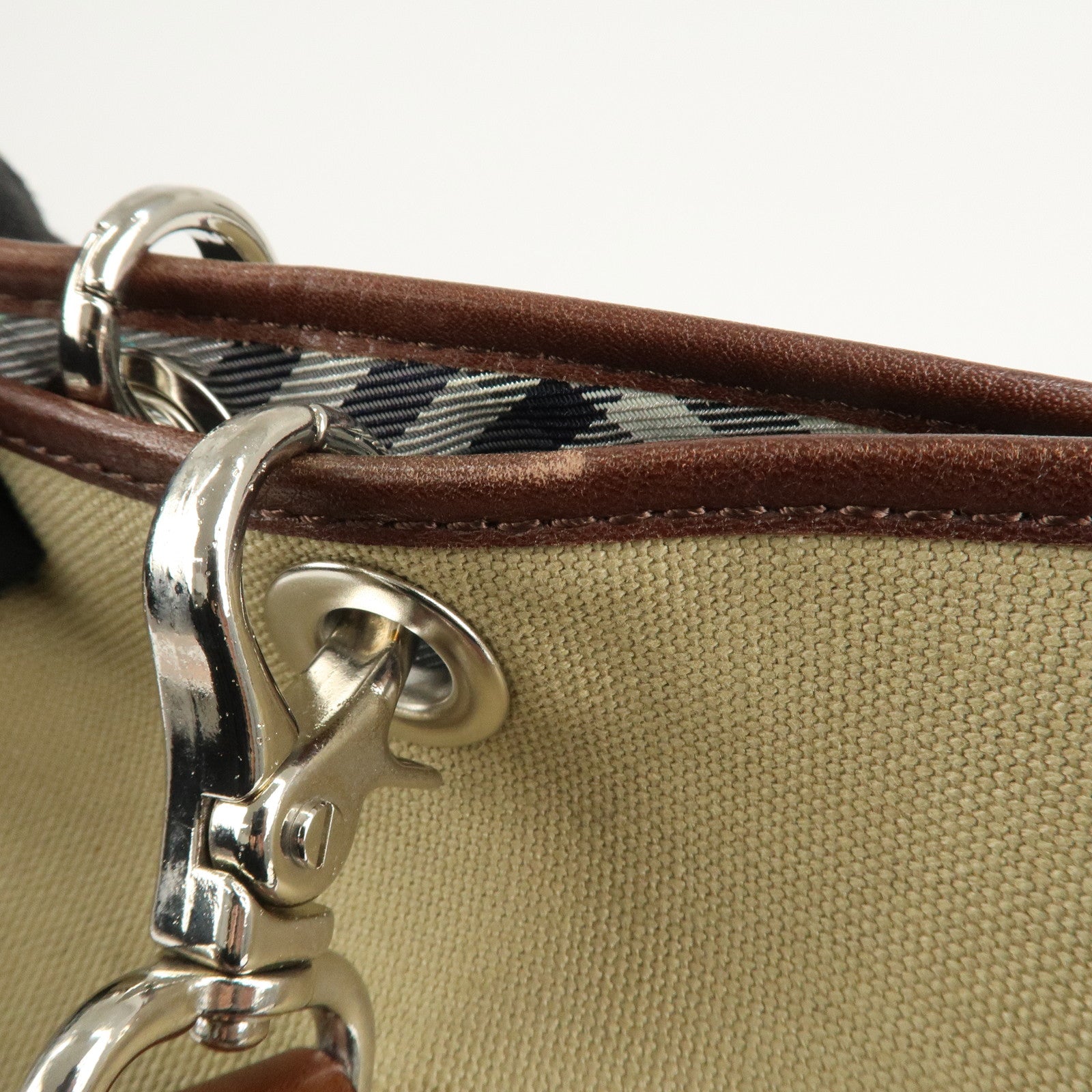 BURBERRY Blue Label Canvas Leather Equestrian Knight Shoulder Bag Used