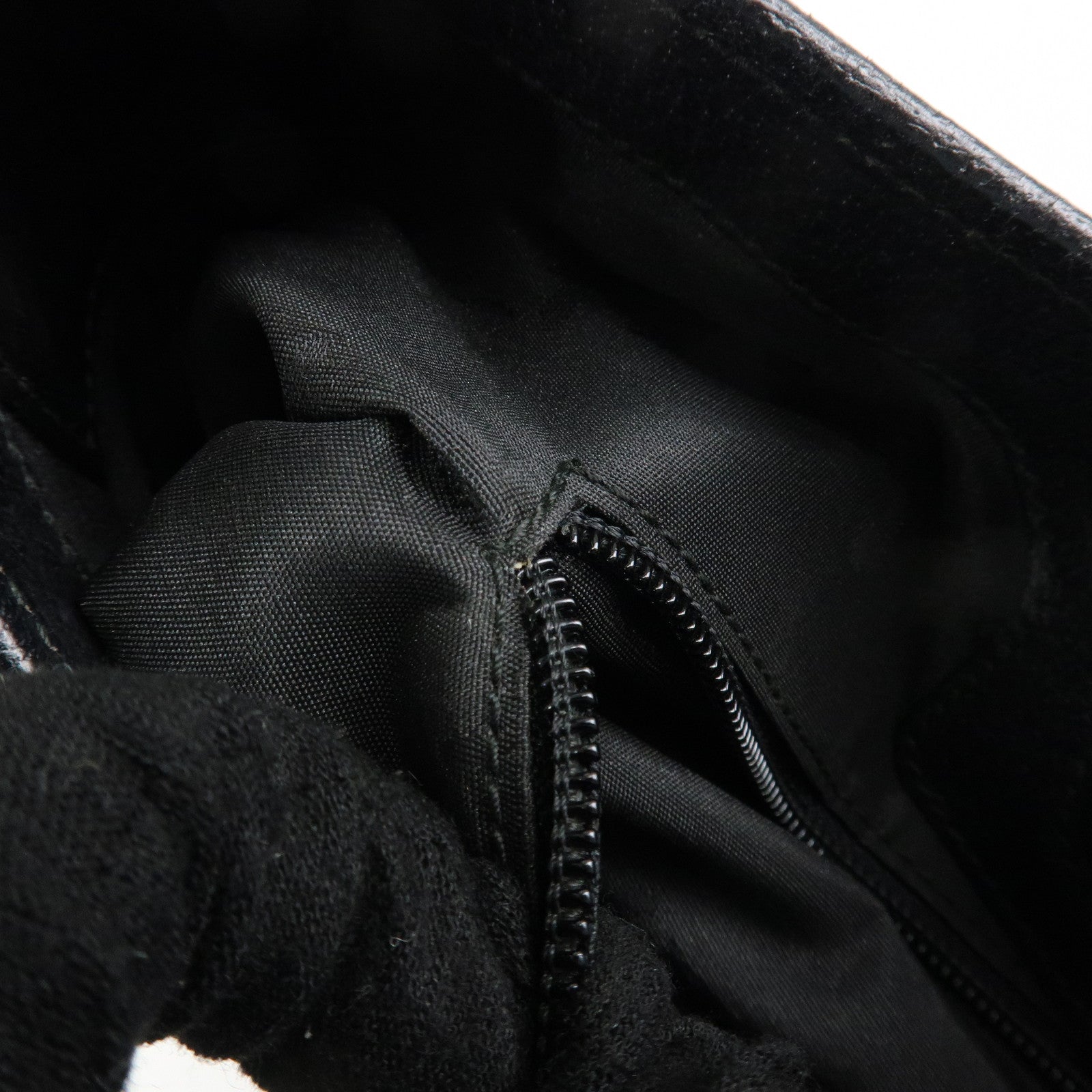 Ferragamo Leather Shoulder bag Hand Bag Black Silver HDW Used