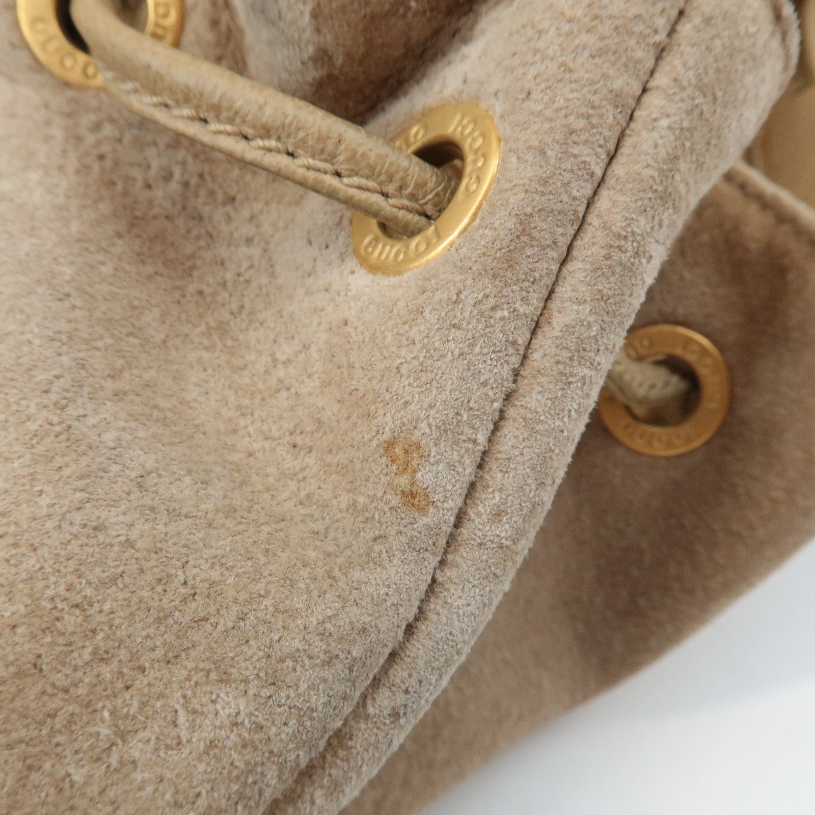 GUCCI Bamboo Suede Leather Back Pack Beige 003.1998.0016