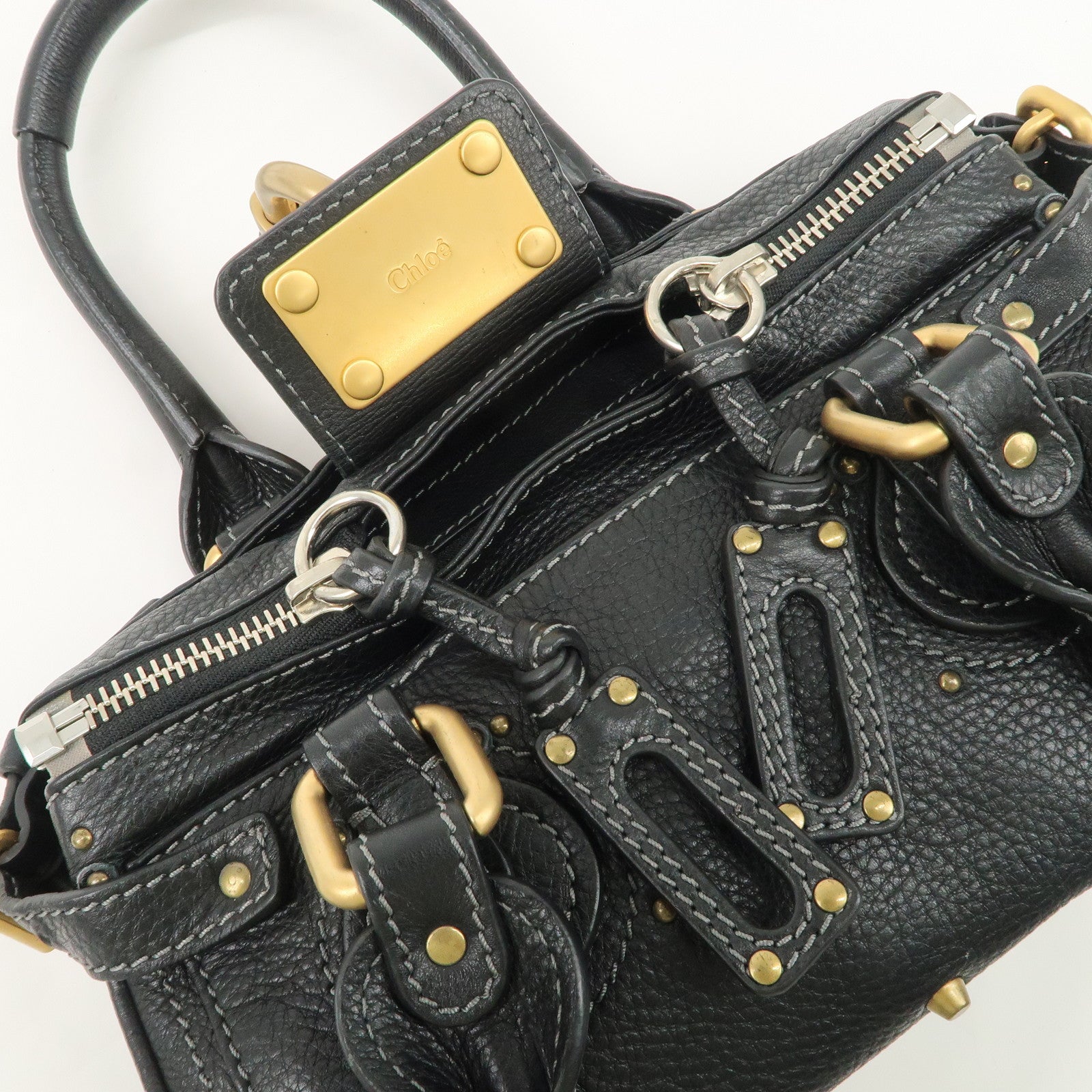 Chloe Paddington Leather Mini Hand Bag Black Used