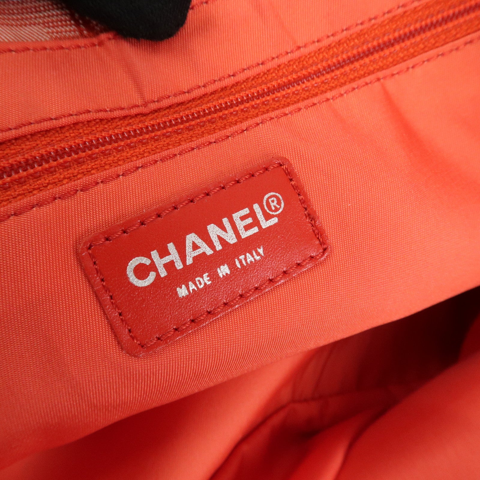 CHANEL New Travel Line Nylon Jacquard Leather Tote Bag Red A15991 Used