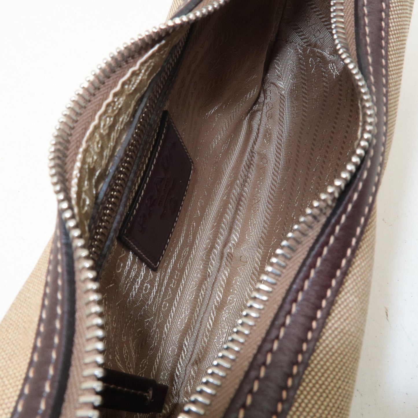 PRADA Logo Jacquard Leather Shoulder Bag