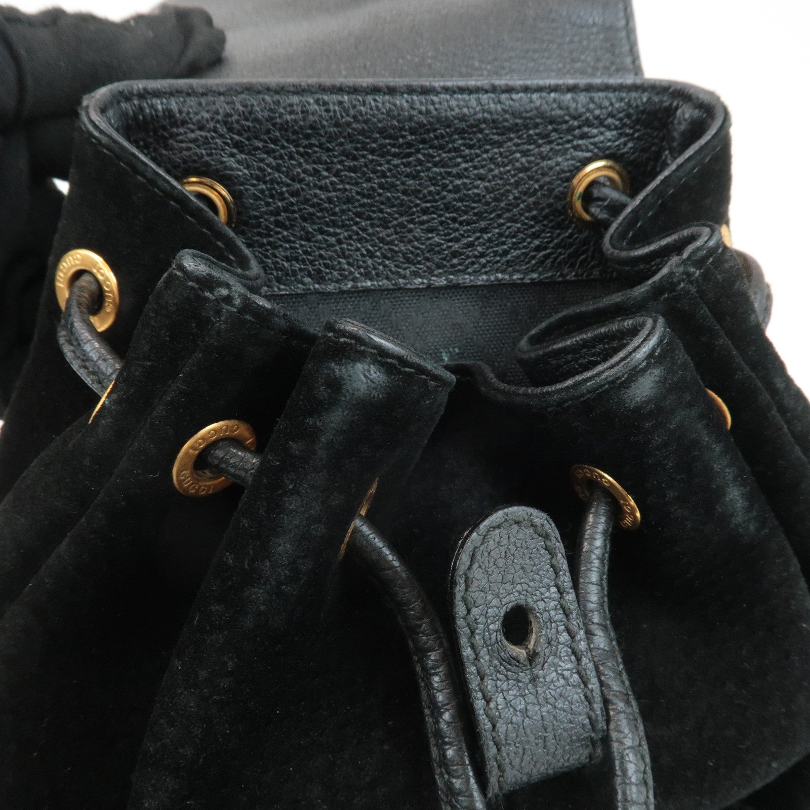 GUCCI Bamboo Suede Leather Mini Back Pack Black 003.1956.0030