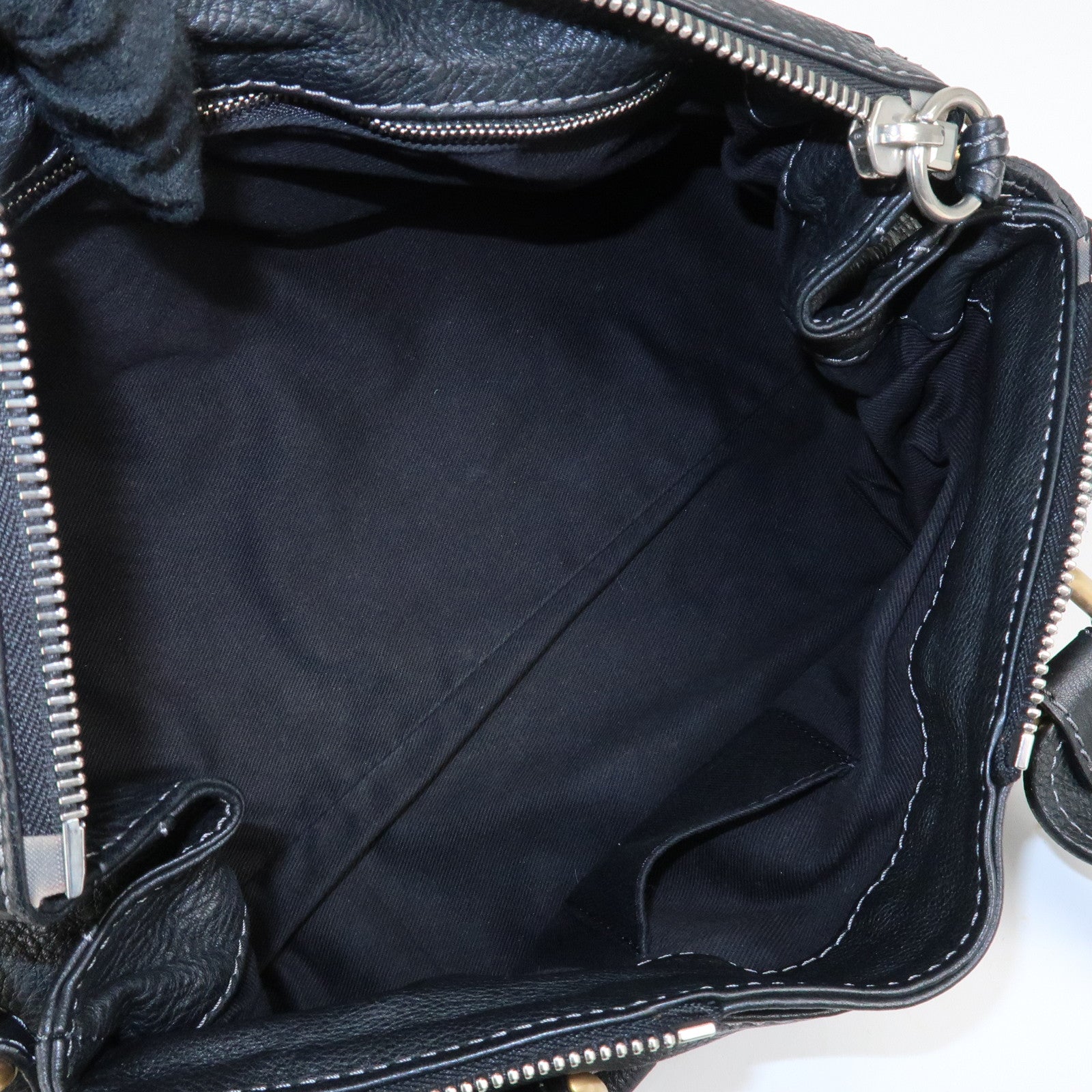 Chloe Paddington Leather Hand Bag Shoulder Bag Medium Black Used