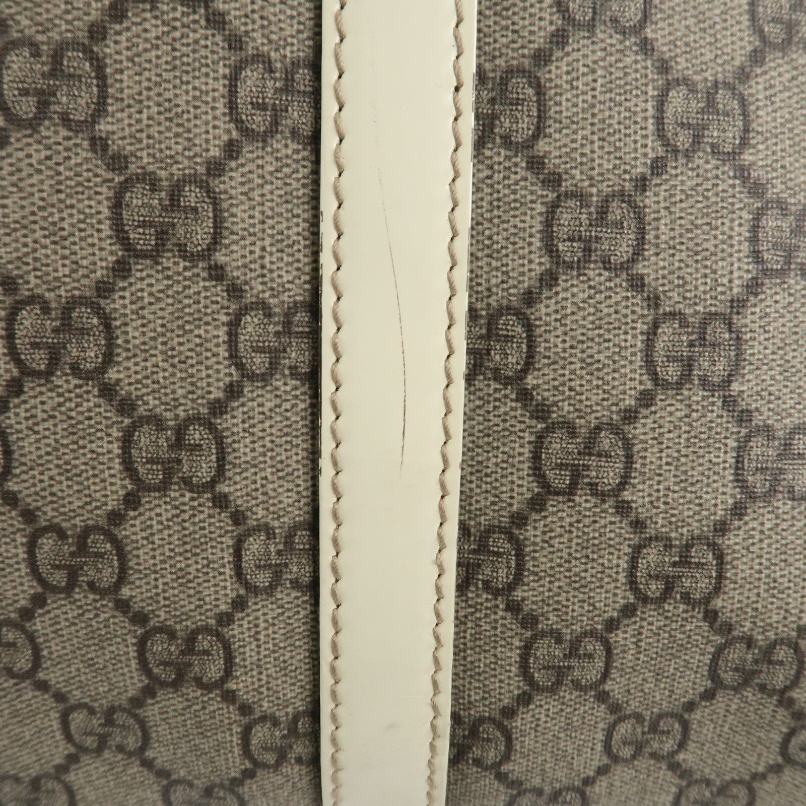 GUCCI GG Supreme Patent Leather Shoulder Bag Beige White 203494 Used