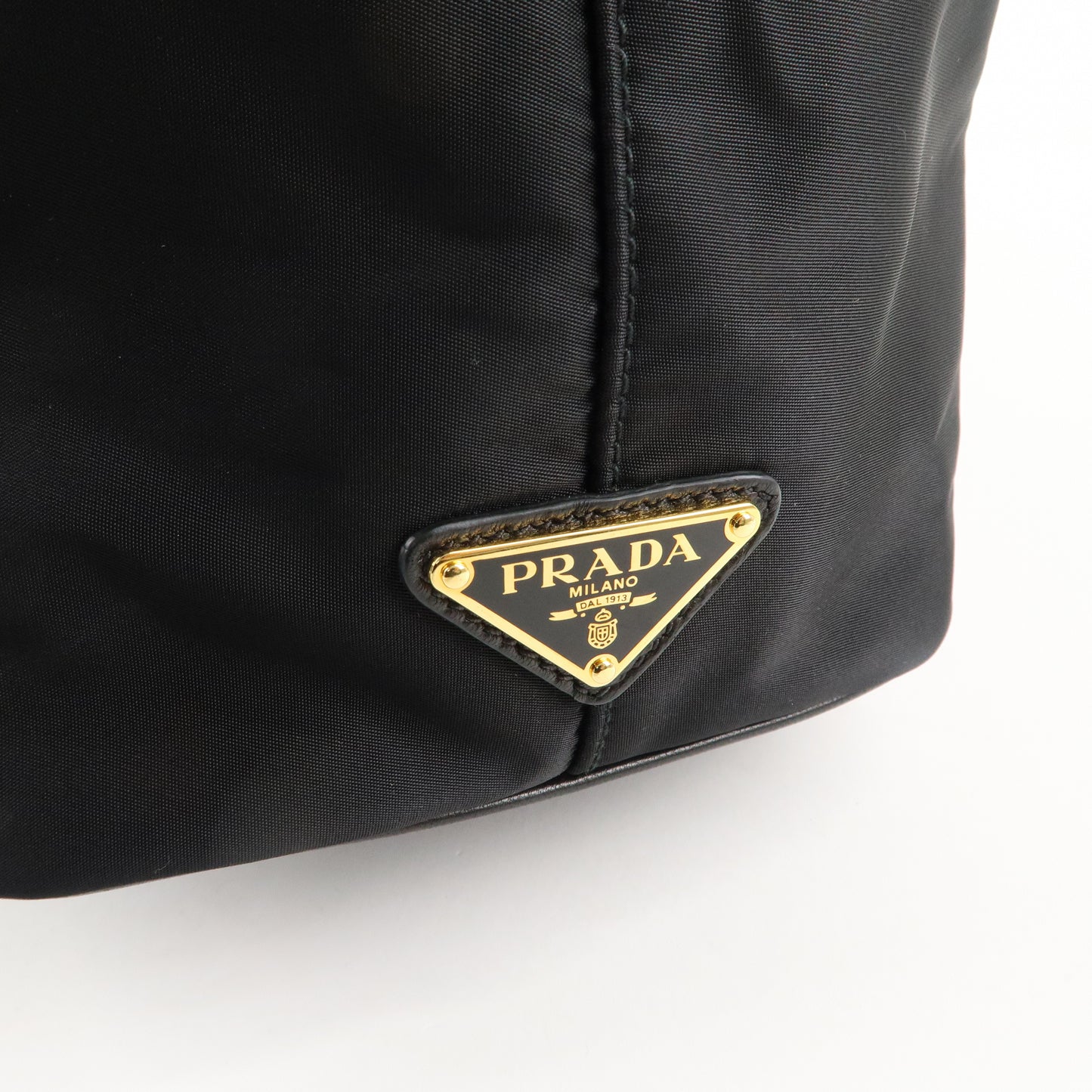 PRADA Nylon Leather Ribbon Logo 2Way Bag Hand Bag Black 1BG068