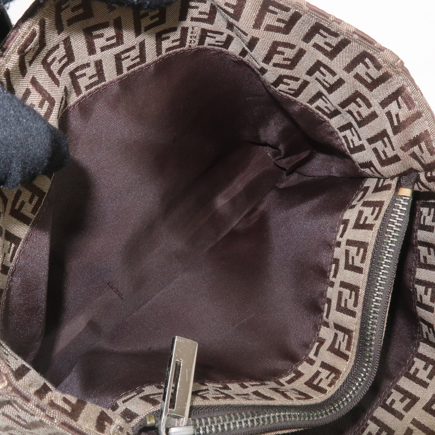 FENDI Zucchino Canvas Leather Tote Bag Beige Brown 8BH072