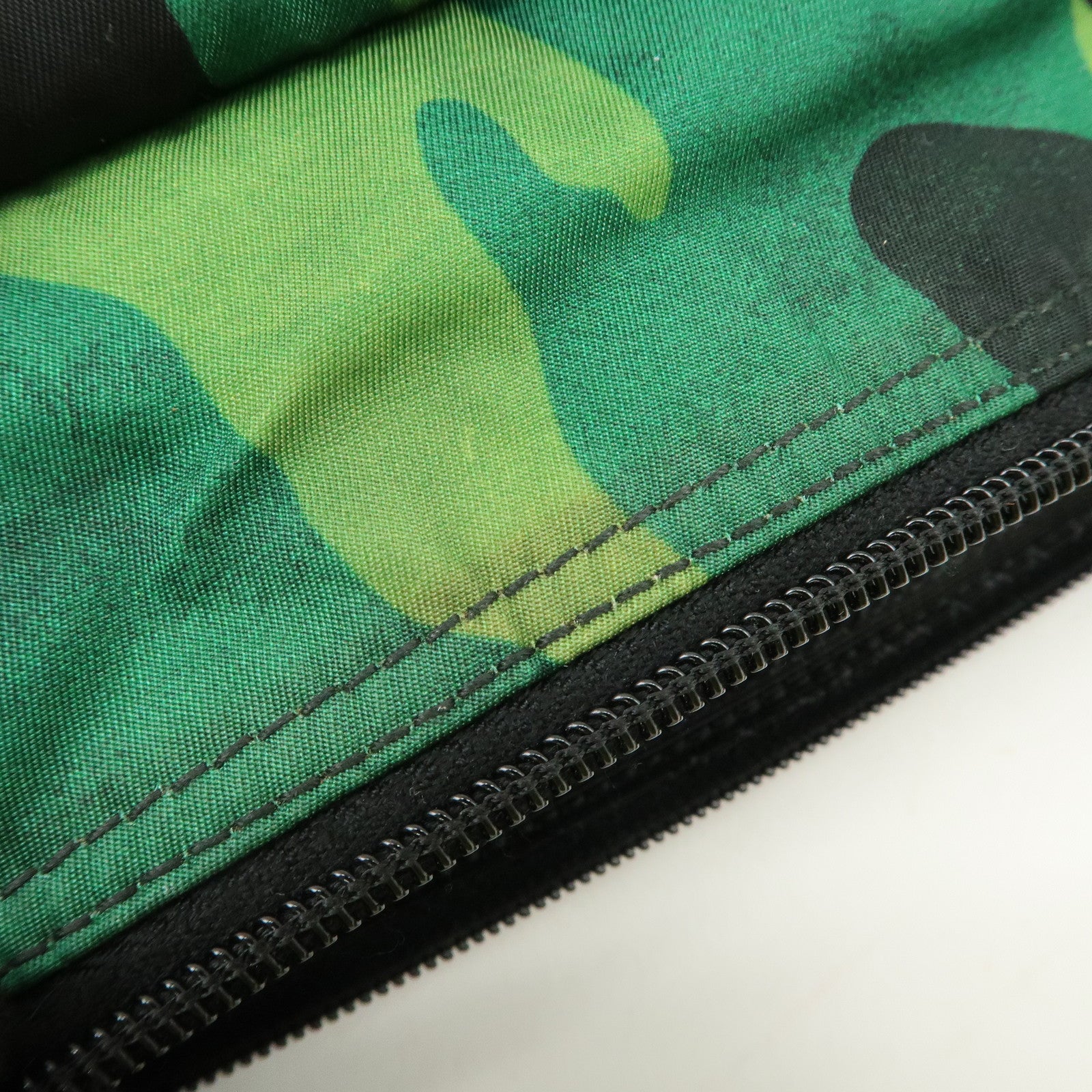PRADA Logo Nylon Leather Camouflage Shoulder Bag Green Black Used