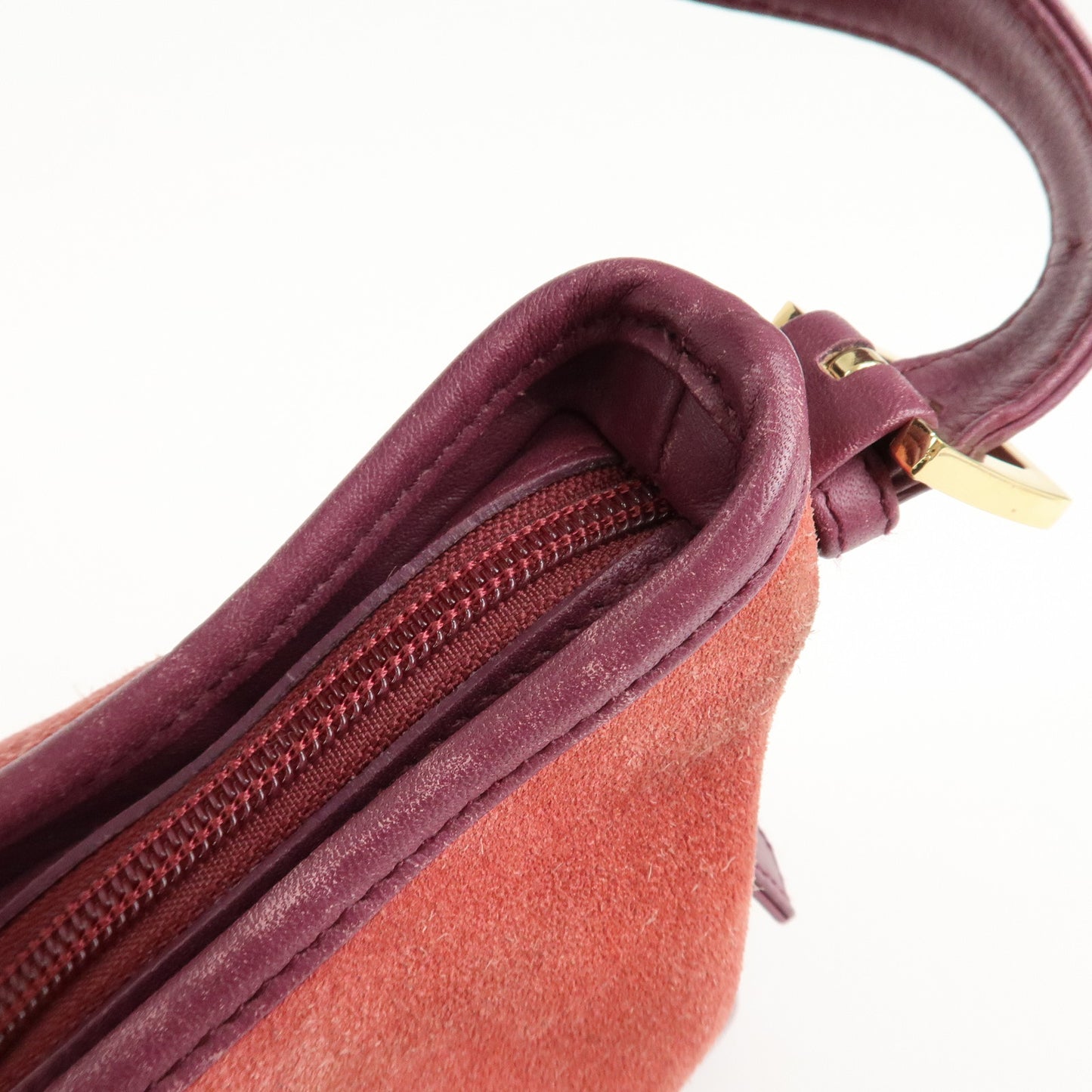 LOEWE Anagram Suede Leather Shoulder Bag Red Purple