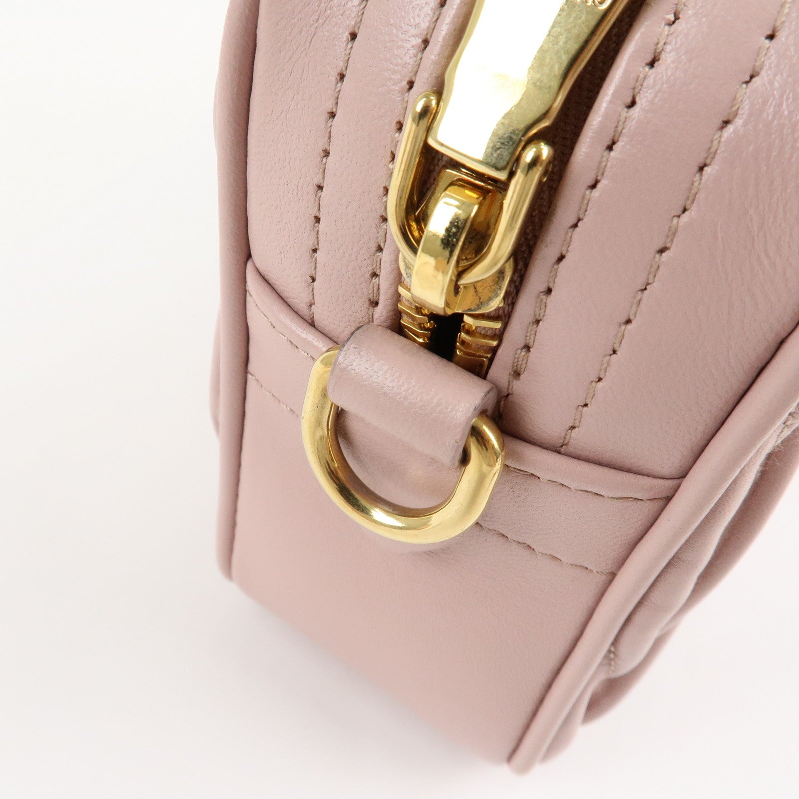 MIU MIU Matelasse Leather Chain Shoulder Bag Pink Beige Used