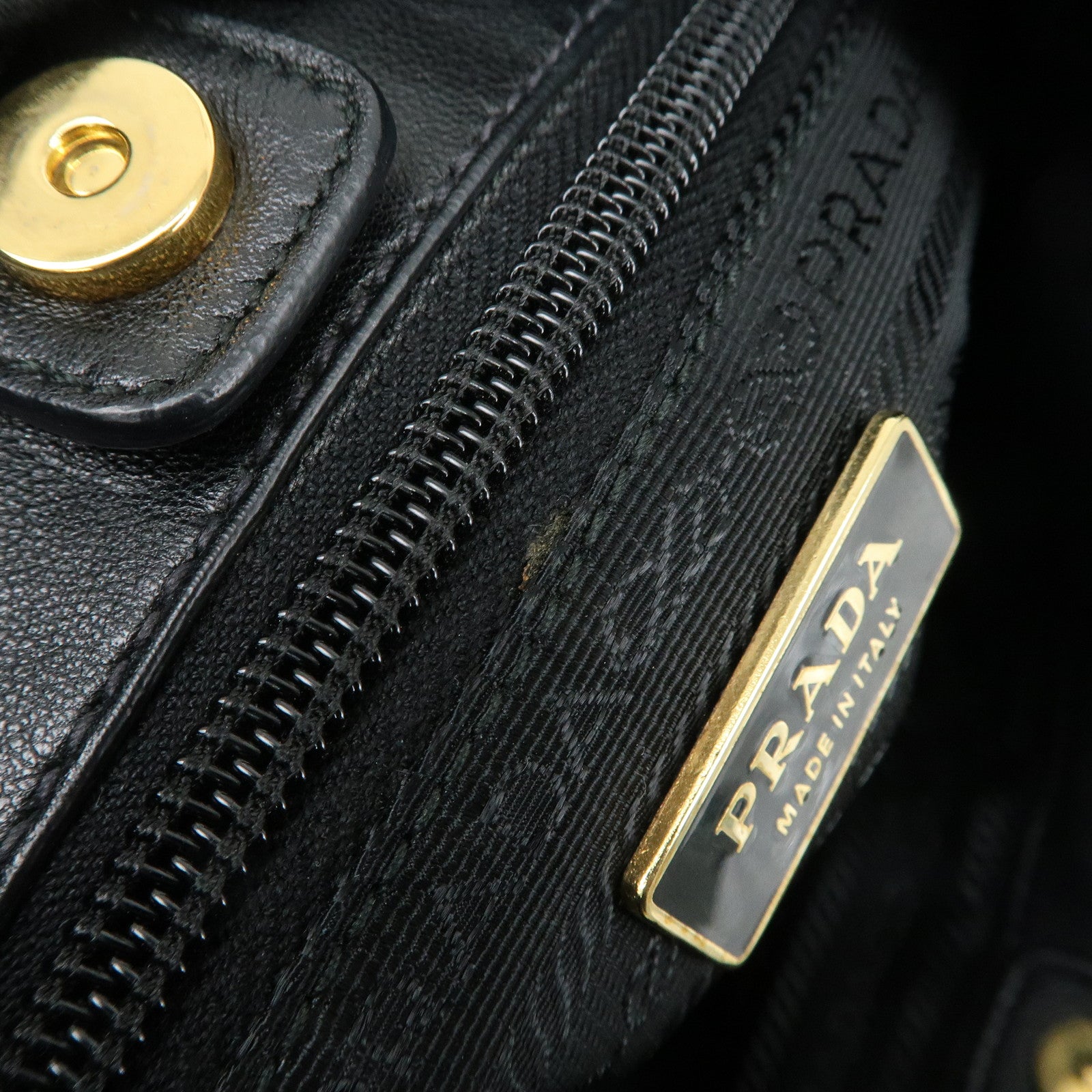 PRADA Nylon Leather Shoulder Bag Black