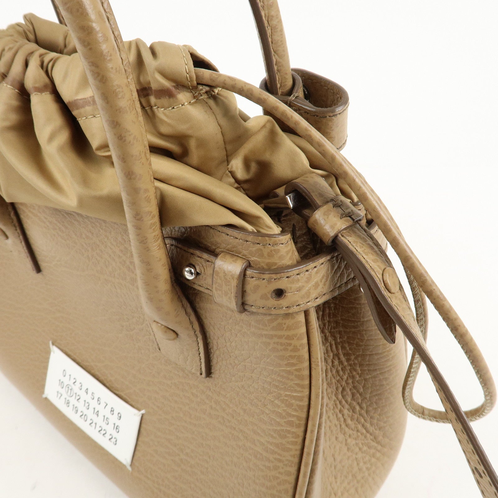 Maison Margiela Leather Drawstring 2Way Bag Hand Bag Beige