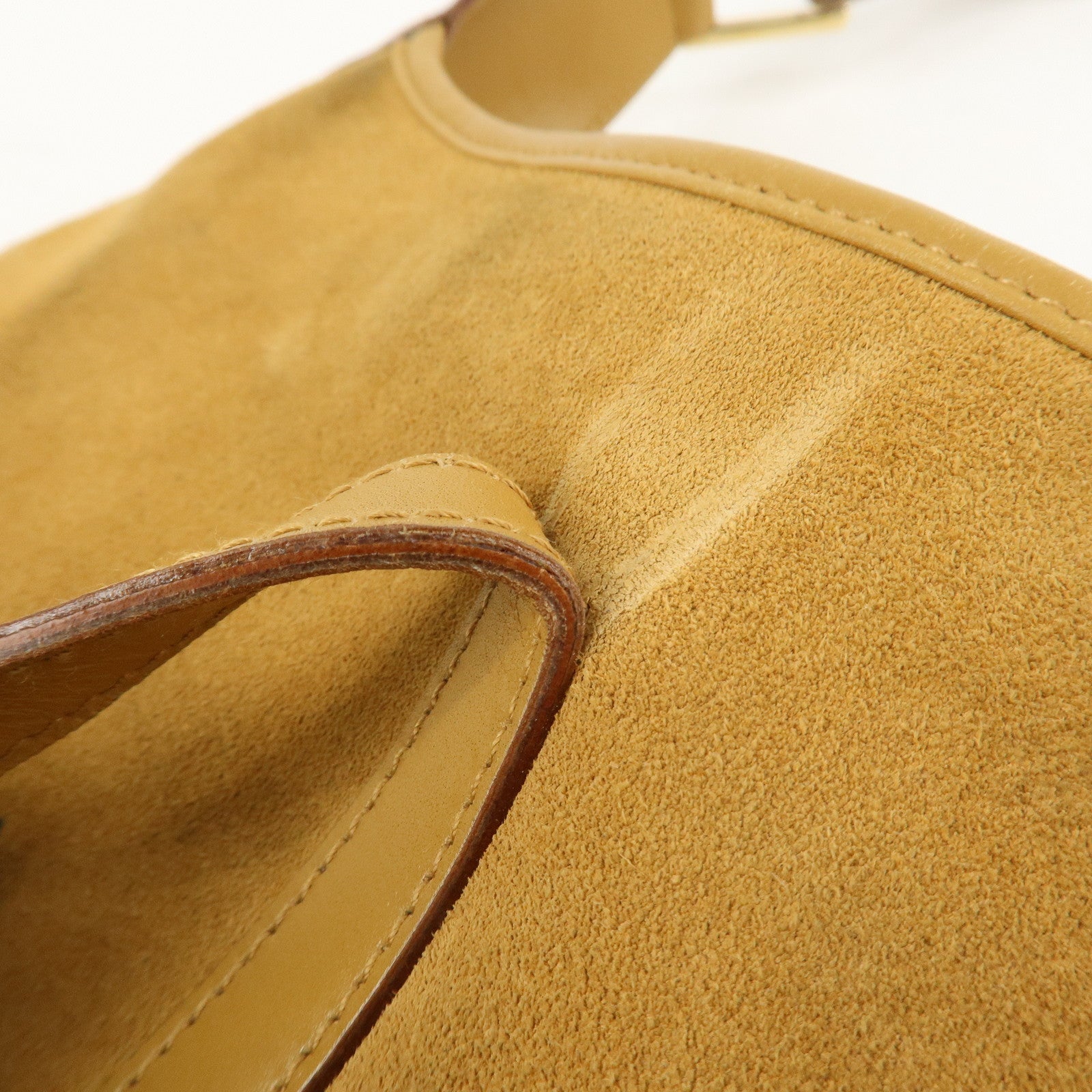 GUCCI Bamboo Suede Leather Shoulder Bag Mustard 001.4060