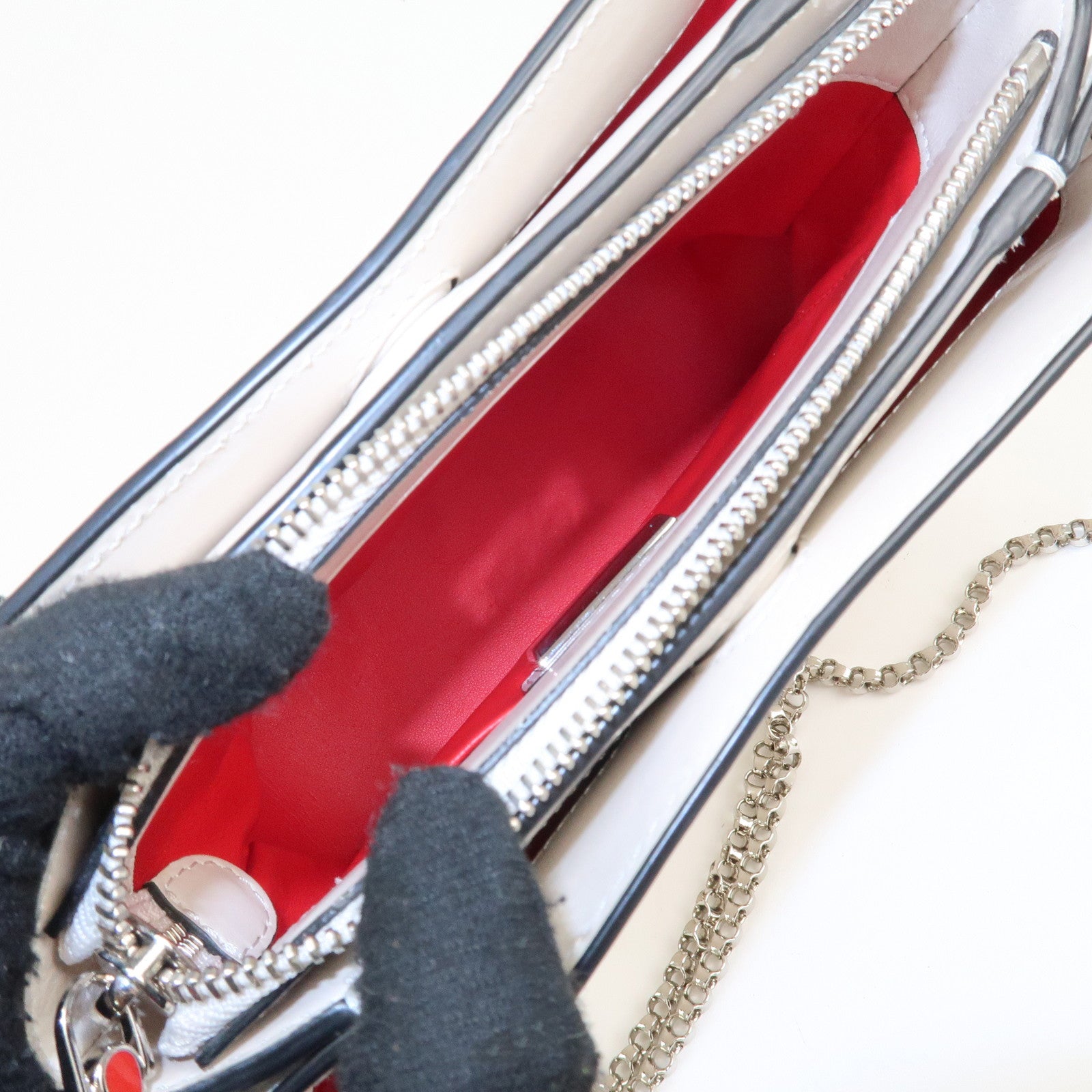 Christian Louboutin Chain Shoulder Bag Red Sole Pony Studs Used