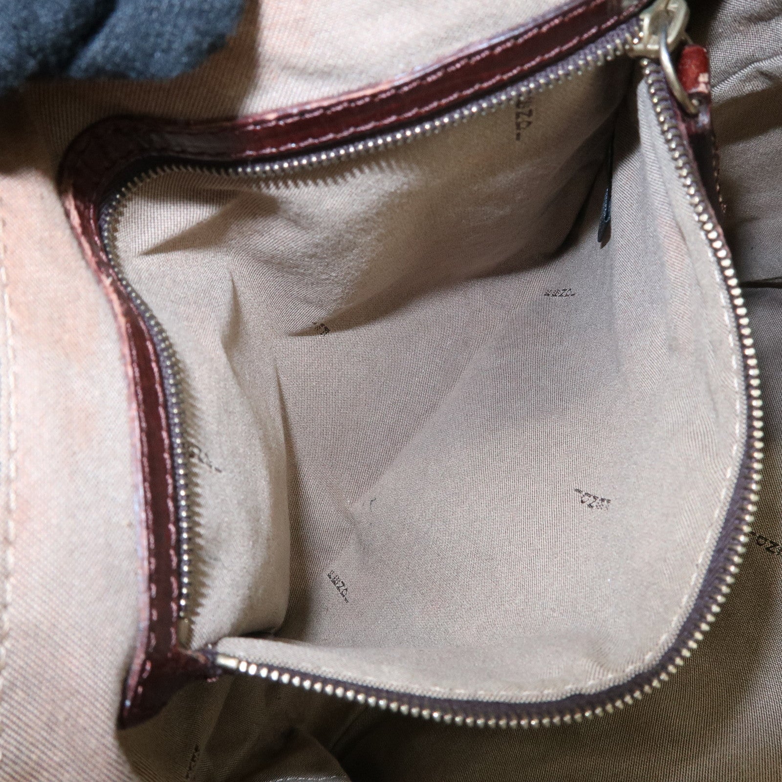 FENDI Zucchino Canvas Leather Tote Bag Khaki Brown 8BH161 Used