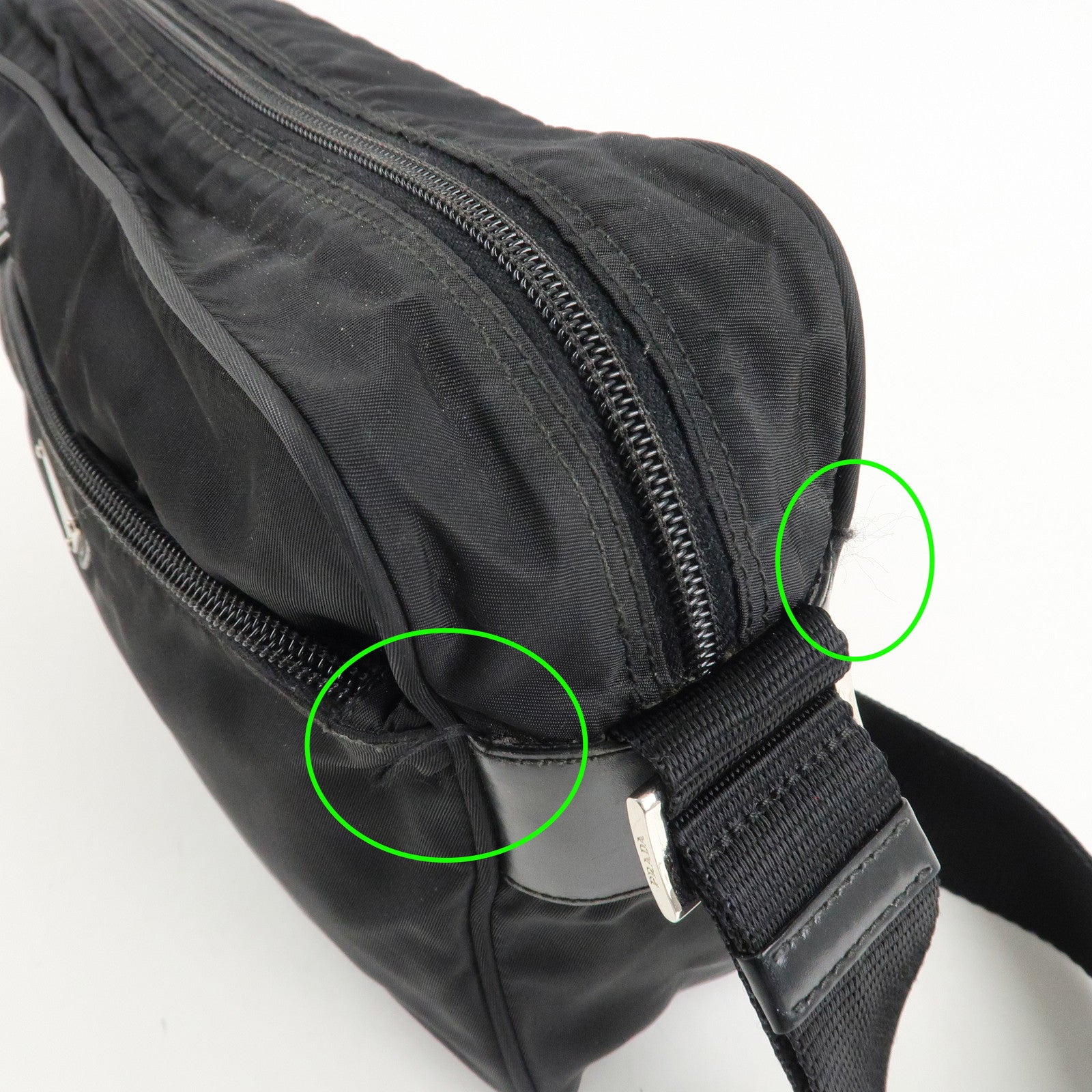 PRADA Logo Nylon Leather Shoulder Bag Crossbody Bag Black Used