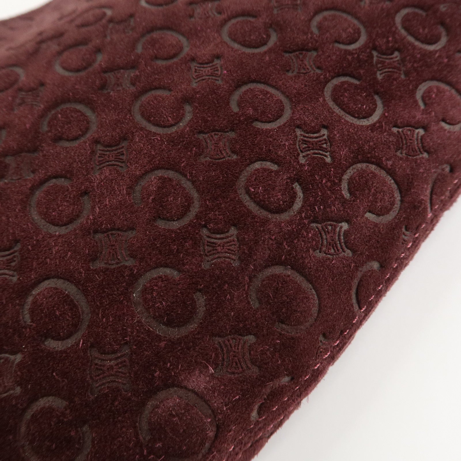 CELINE Suede Shoulder Bag Wine Beige MC00/2 Used