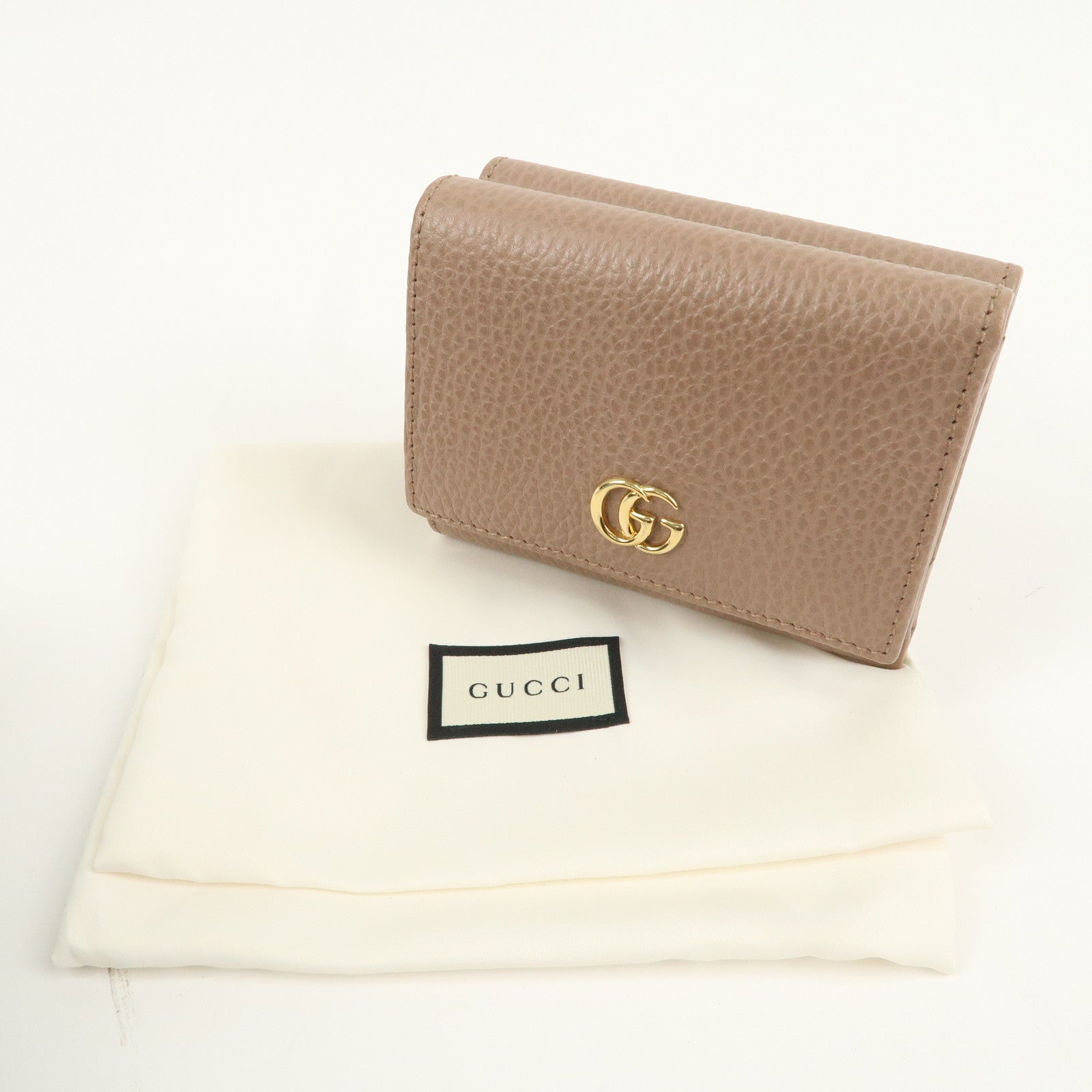 GUCCI GG Marmont Leather Tri-fold Wallet Compact Wallet 474746