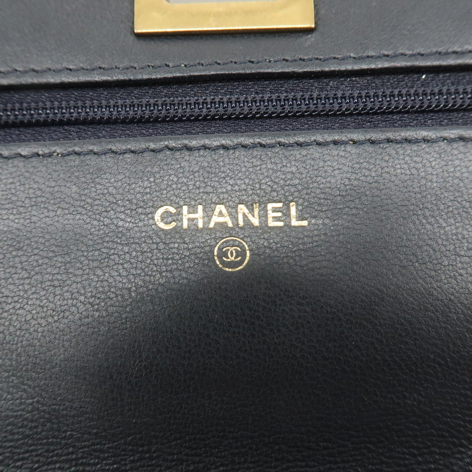 CHANEL 2.55 Denim Leather Chain Shoulder Wallet Blue A70328