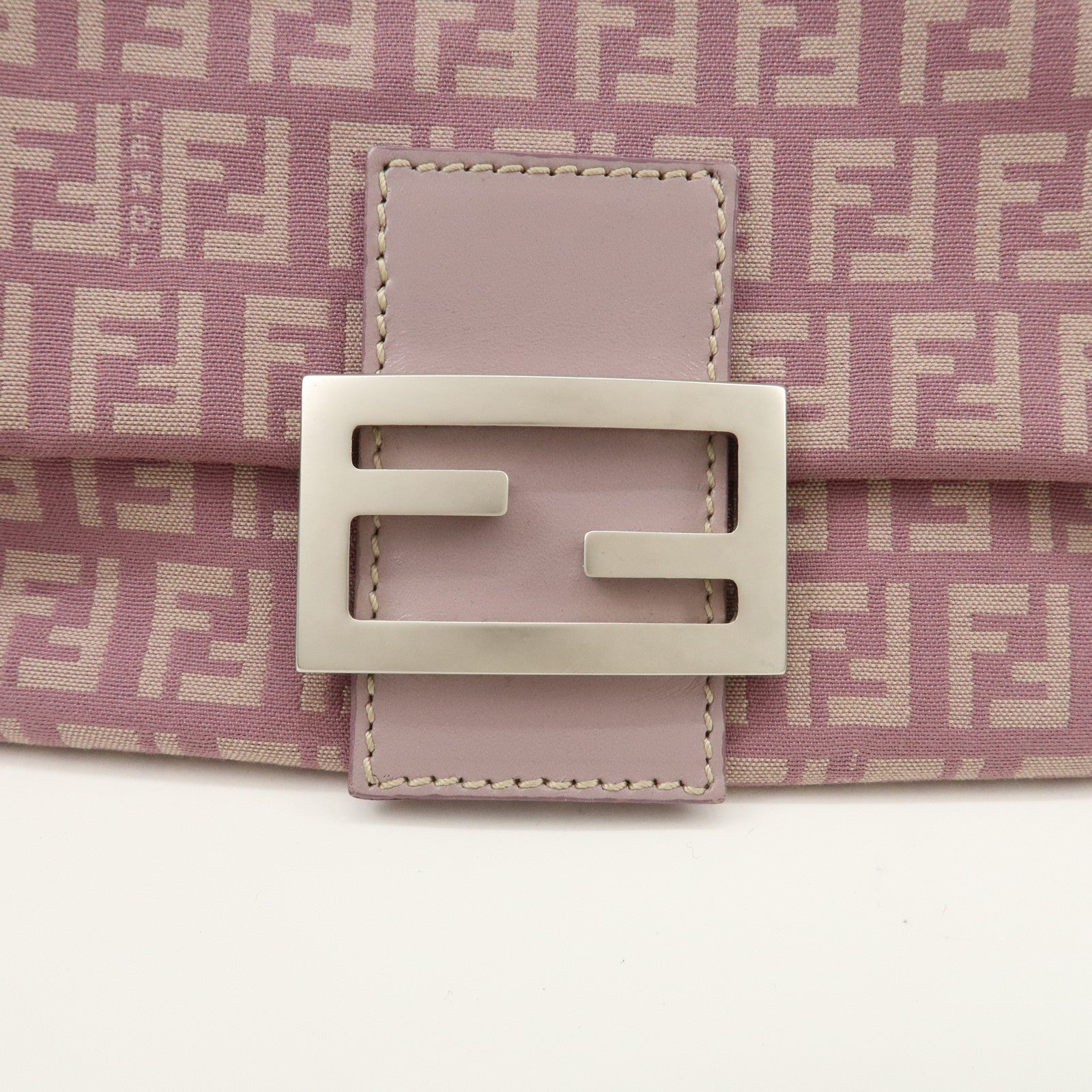 FENDI Zucchino Canvas Leather Mini Mamma Baguette Purple 8BR180