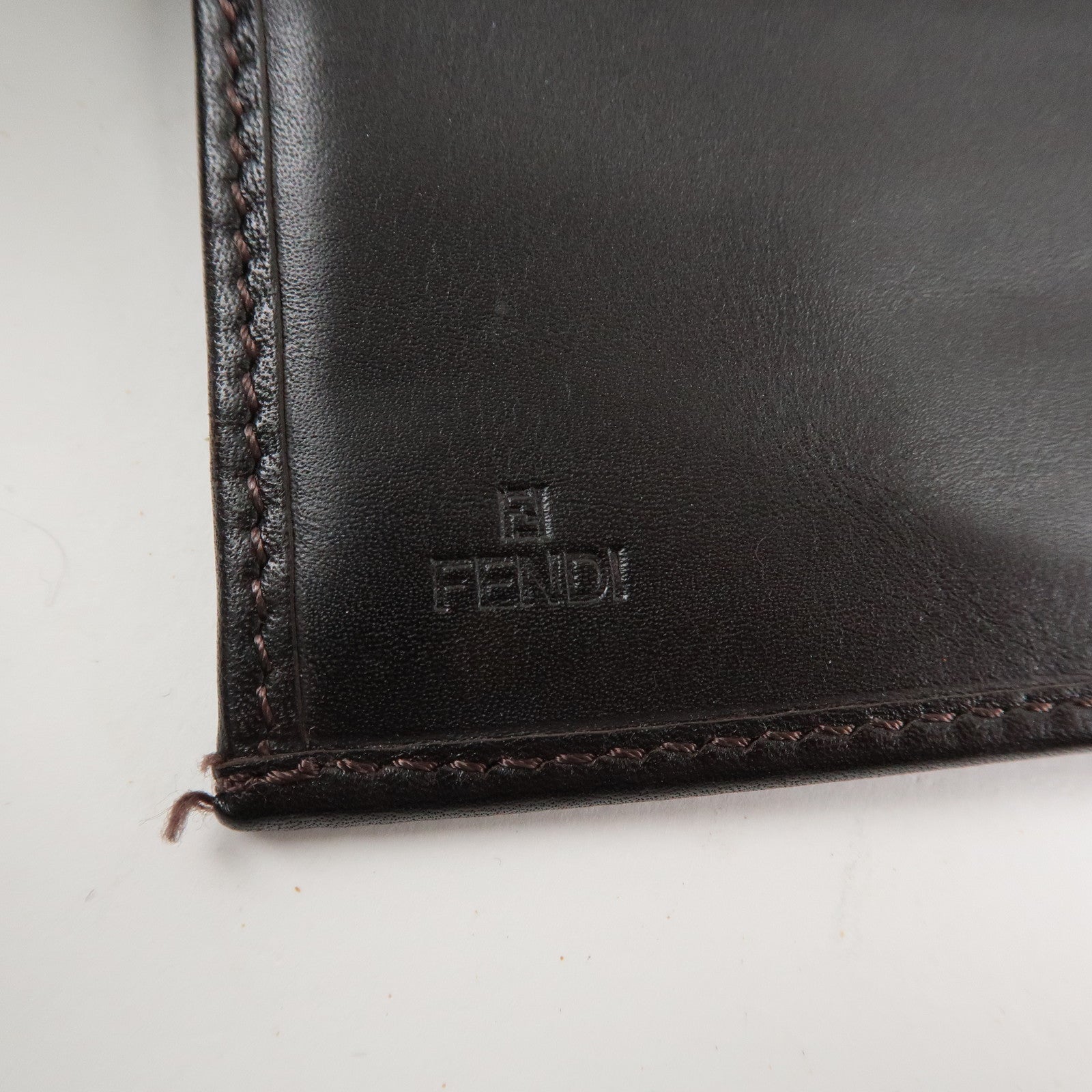 FENDI Zucca Canvas Leather Long Bi-fold Wallet Brown 8M0032 Used