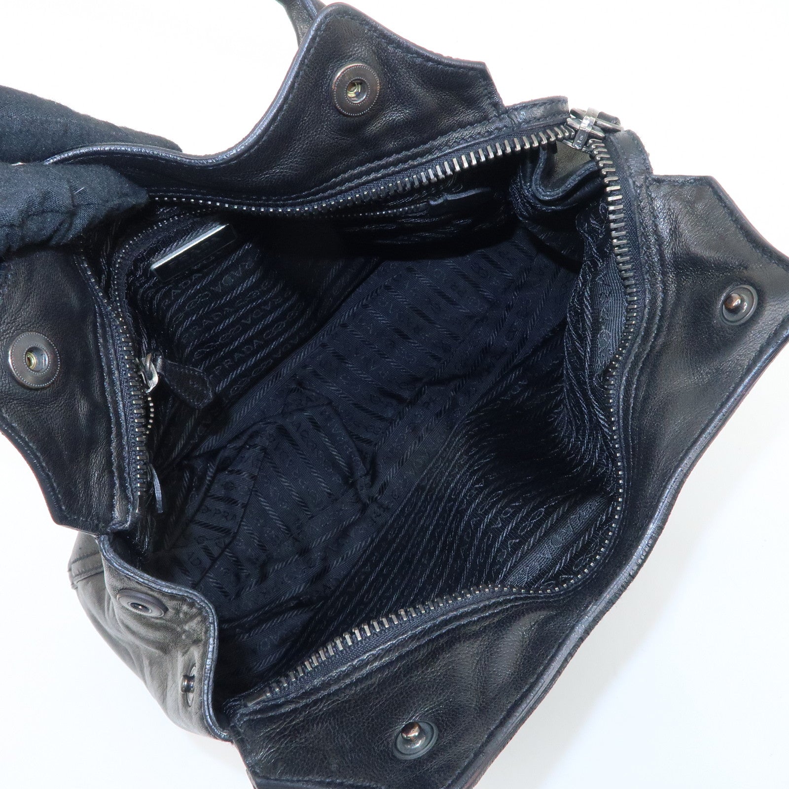 PRADA Leather Tote Bag Black Used