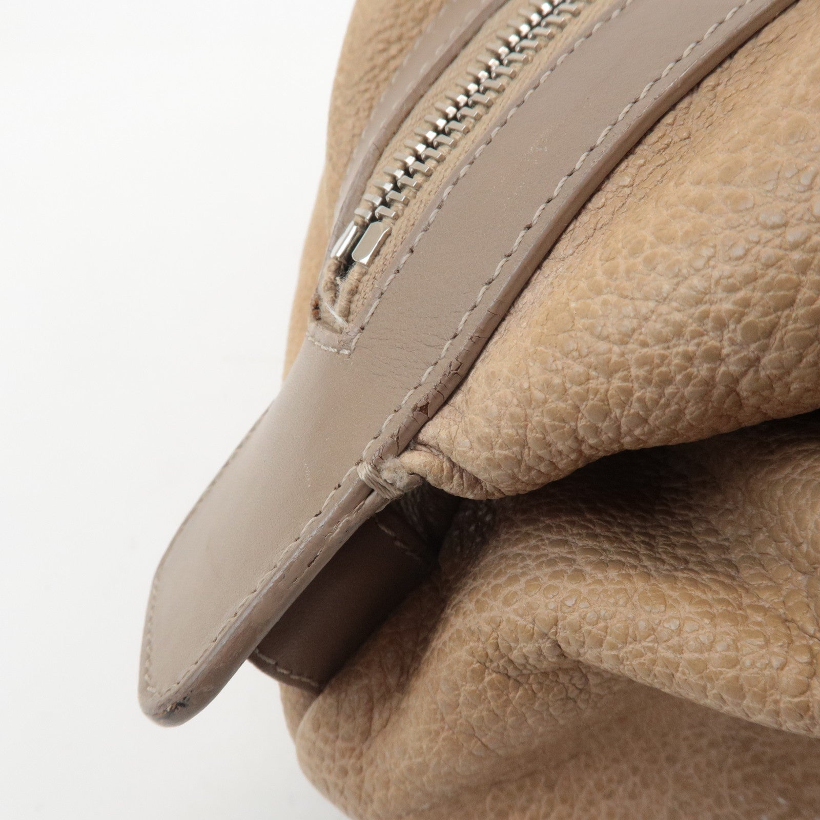 CHANEL COCO Mark Leather Boston Bag Brown Silver Hardware Used