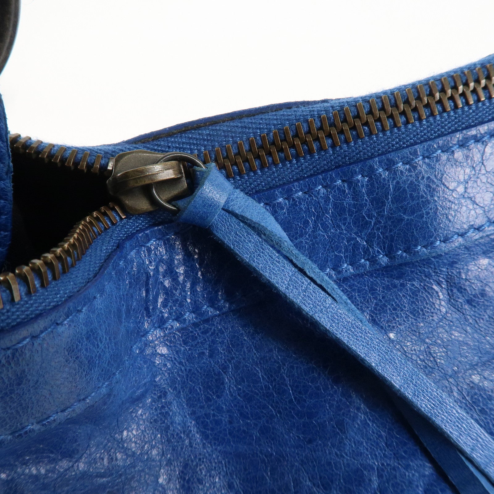 BALENCIAGA Editor's The Day Leather Shoulder Bag Blue 140442