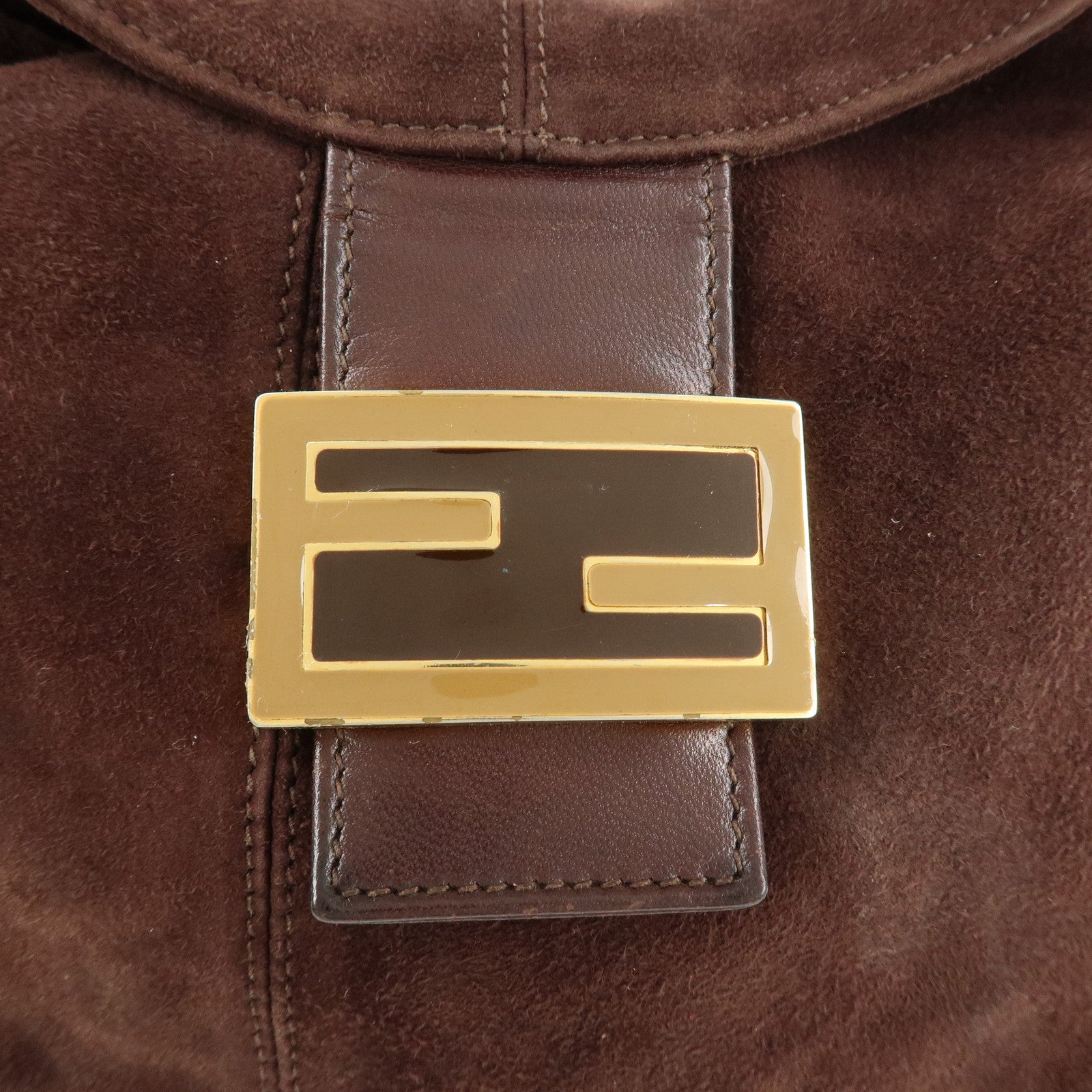 FENDI Suede Leather Shoulder Bag Hand Bag Brown 26426