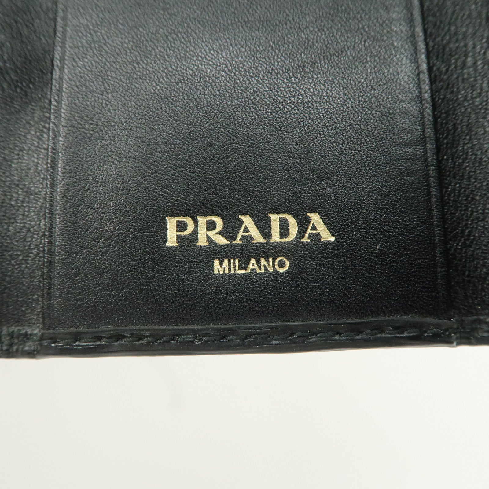 PRADA Leather 6 Key Hook Key Case Key Holder Black Gold HDW