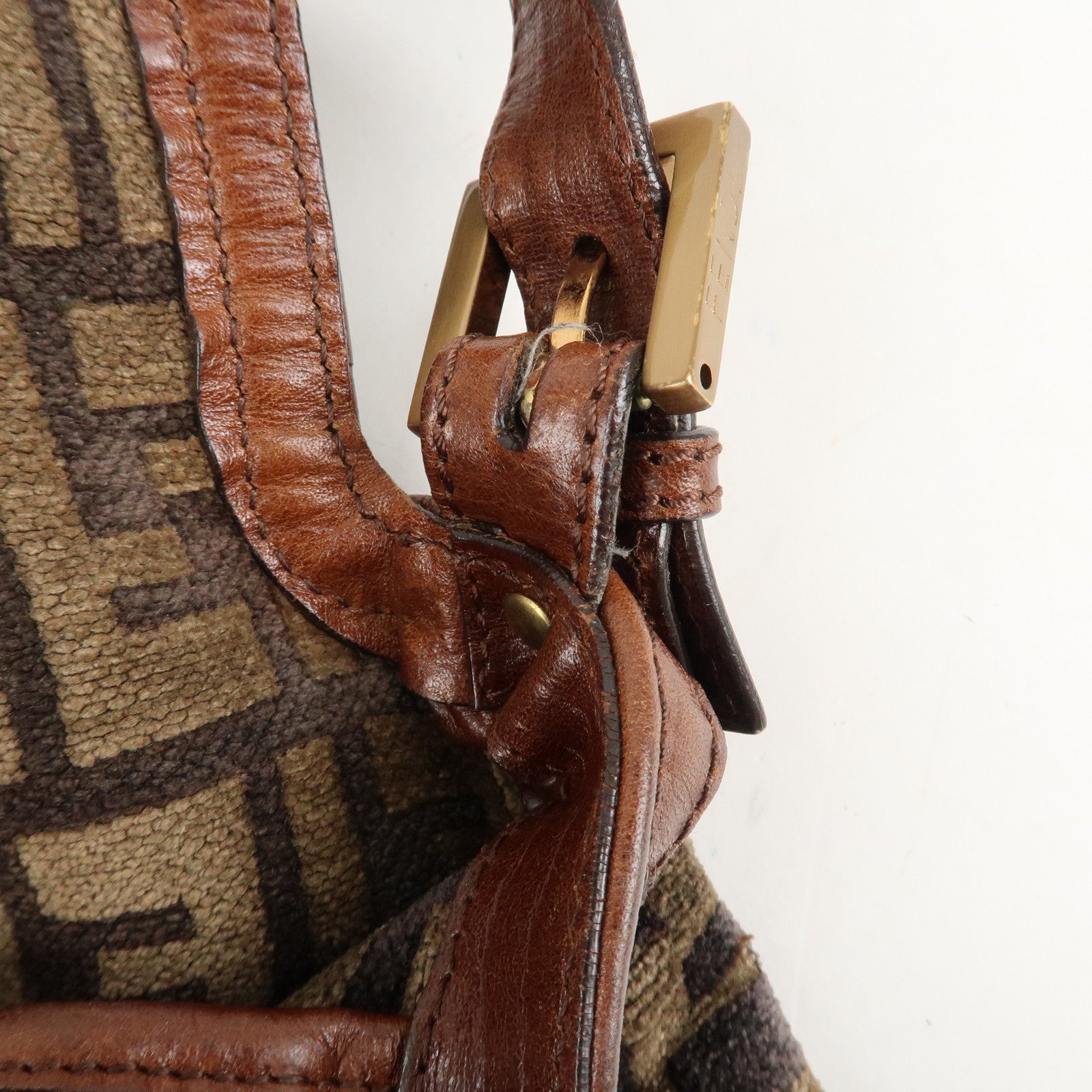 FENDI Mamma Baguette Zucca Pile Leather Shoulder Bag 8BR001 Used