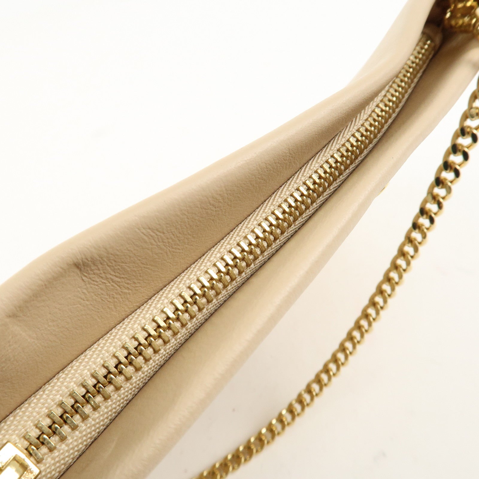Chloe Leather Chain Shoulder Bag  Mini Bag Gold HDW Beige Used