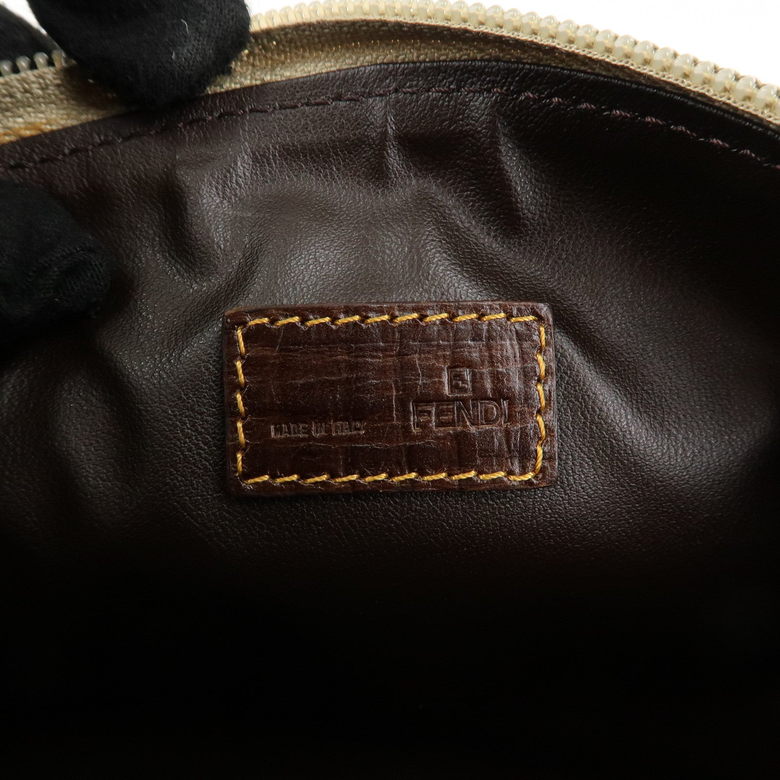 FENDI Zucchino Zucca PVC Pouch Brown Beige Black 8N0063