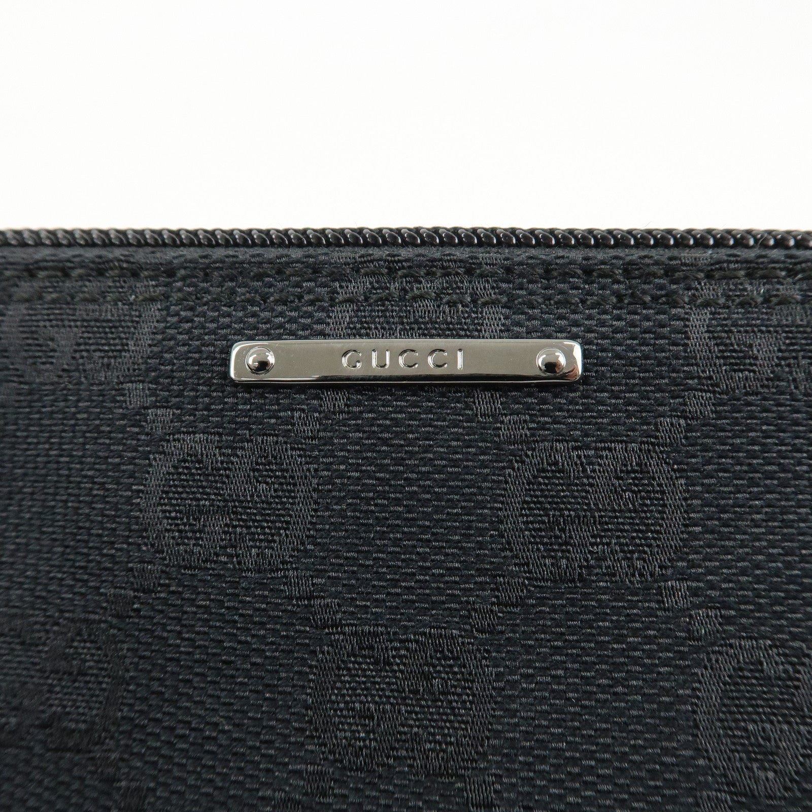 GUCCI GG Canvas Leather Hand Bag Pouch Black 141809