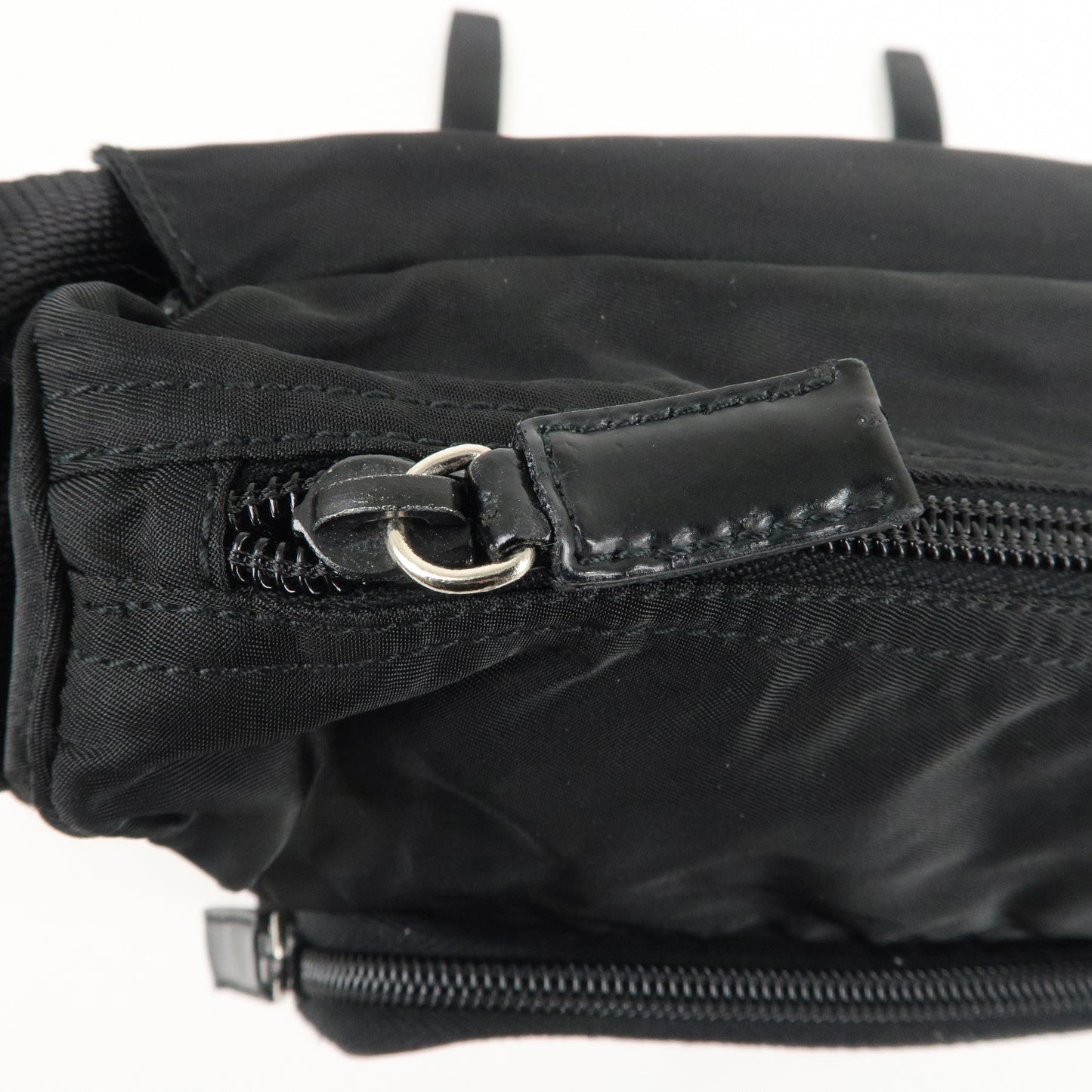 PRADA Logo Nylon Leather Shoulder Bag NERO Black B6671