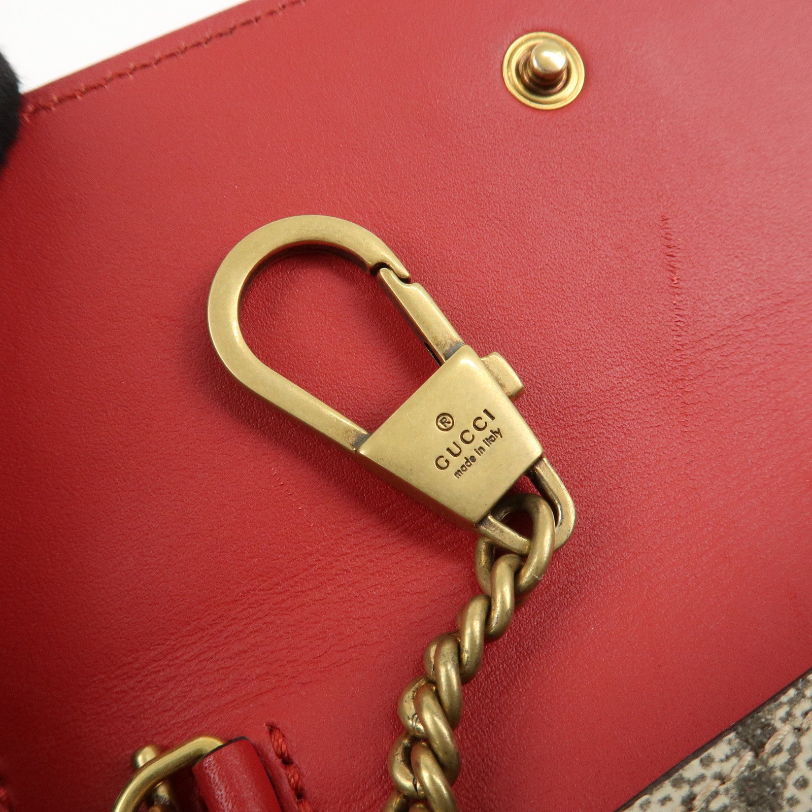 GUCCI Interlocking G Cherry GG Supreme Leather Chain Shoulder Bag