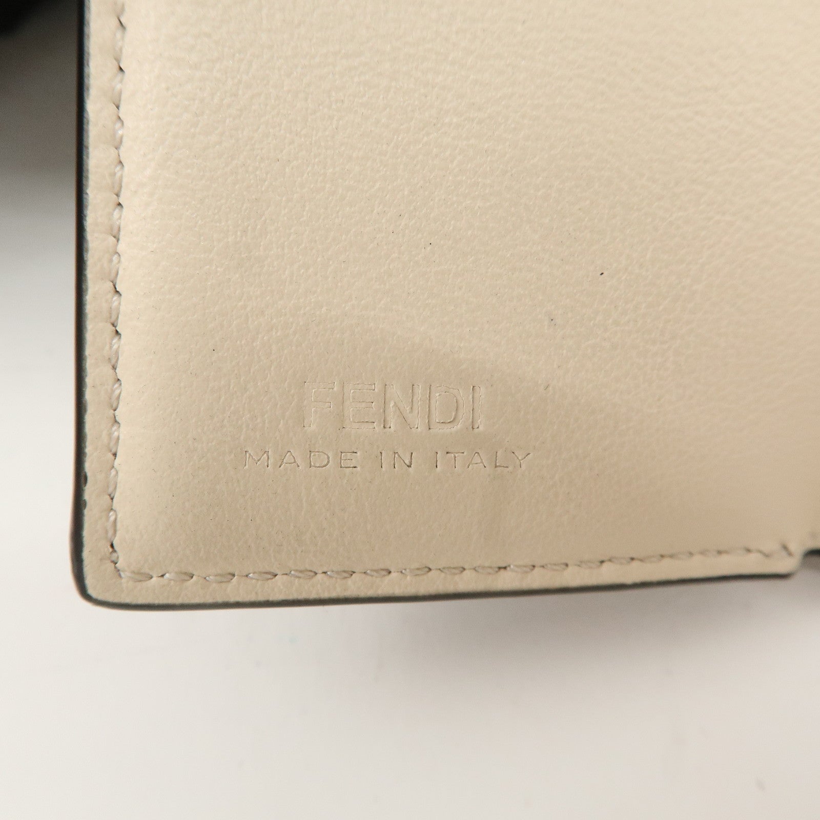 FENDI Leather Peekaboo Micro Wallet Black Gold Hardware 8M0426