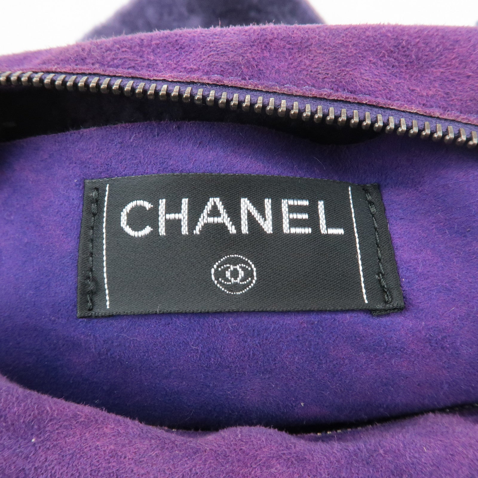 CHANEL COCO Mark Chocolate Bar Suede Mouton Shoulder Bag Purple Used