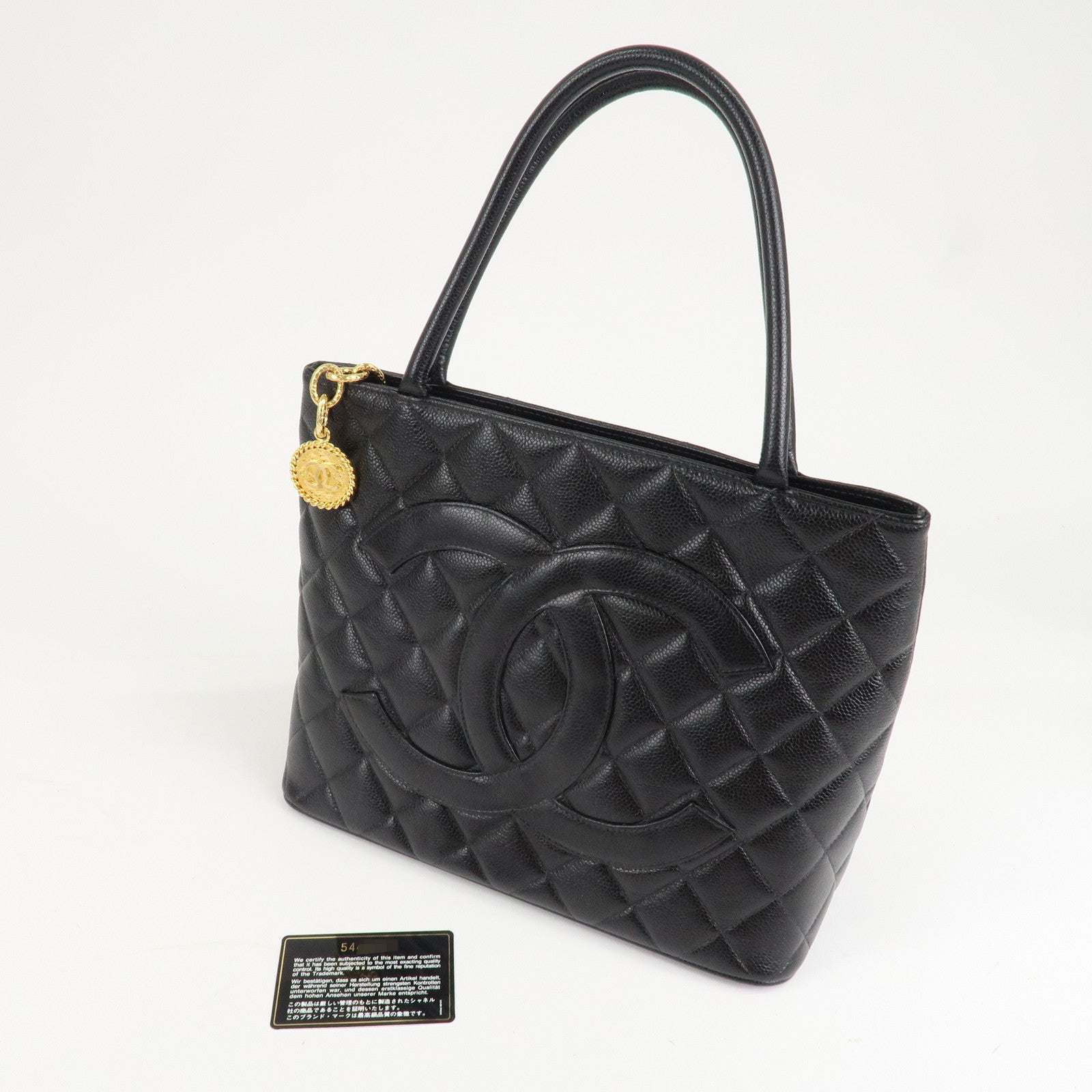 CHANEL Matelasse Caviar Skin Medalion Tote Bag Hand Bag A01804 Used