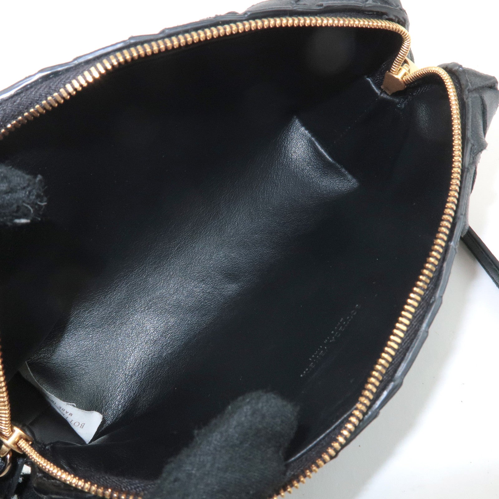 BOTTEGA VENETA Intrecciato Leather Shoulder Bag Black