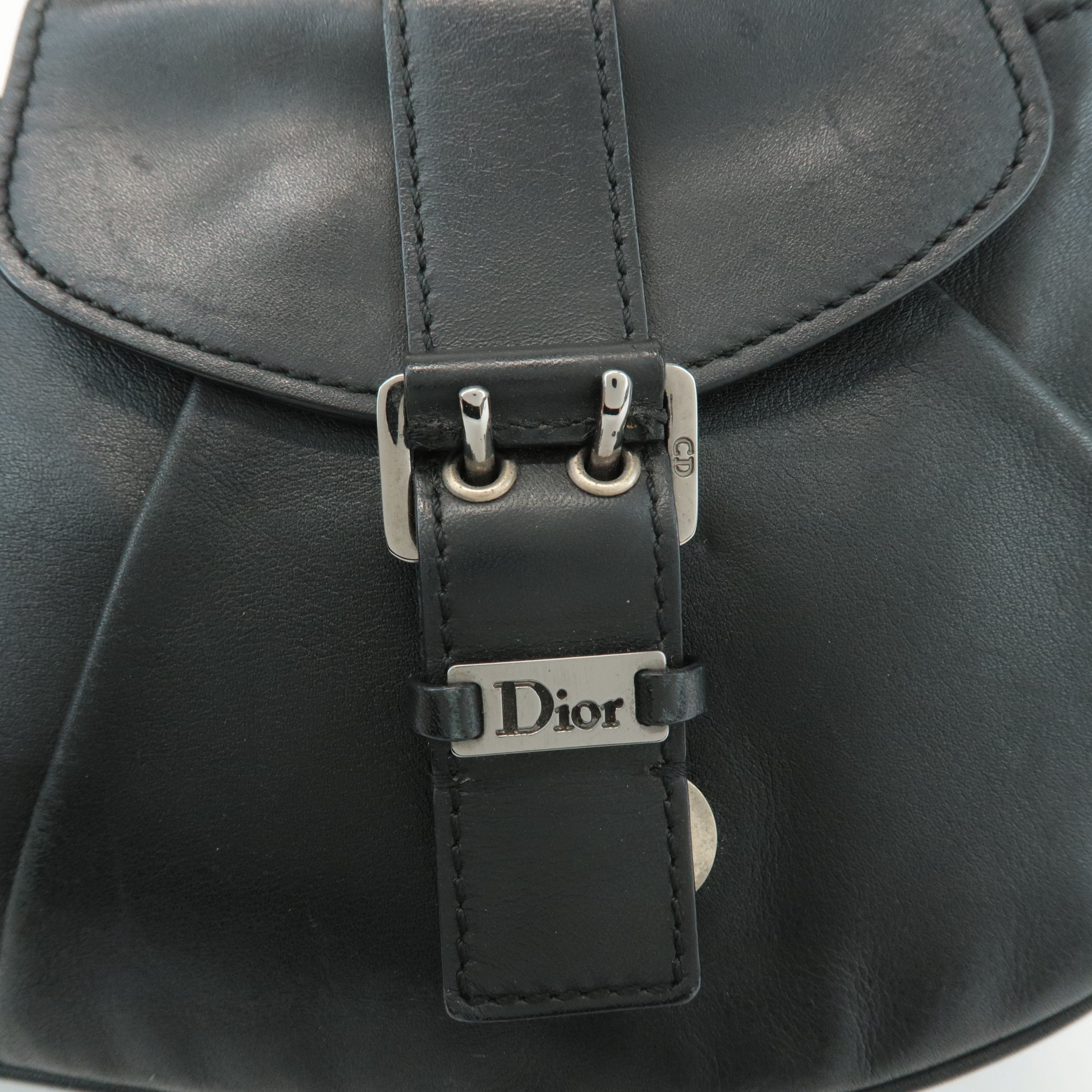 Christian Dior Leather One Shoulder Bag Hand Bag Black