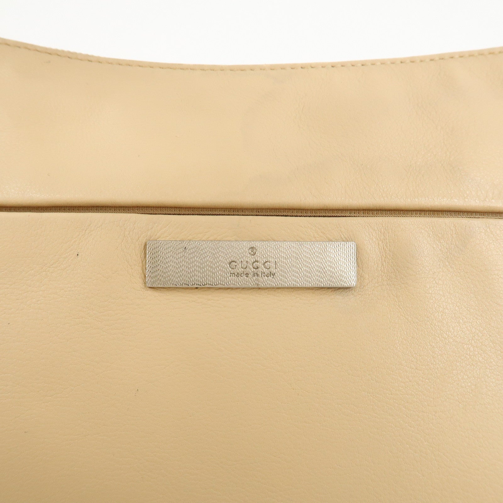 GUCCI Bamboo Leather Shoulder Bag Beige 001.3865