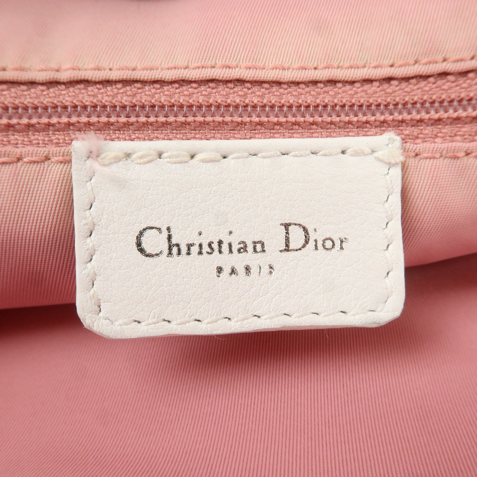 Christian Dior Trotter Canvas Leather Tote Bag Pink White