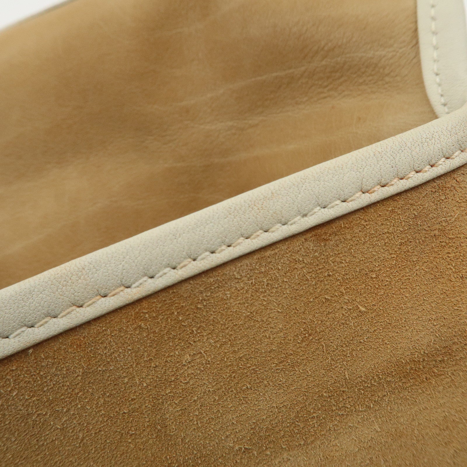 LOEWE Anagram Suede Leather Shoulder Bag Beige Ivory