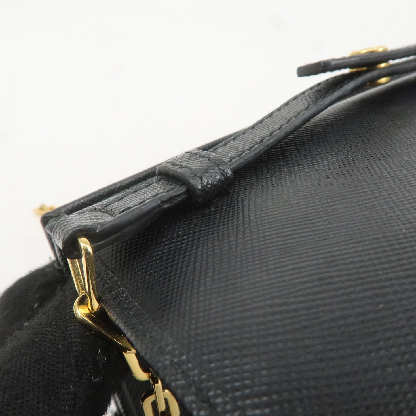 PRADA Saffiano Leather Chain Wallet Black 1MT440