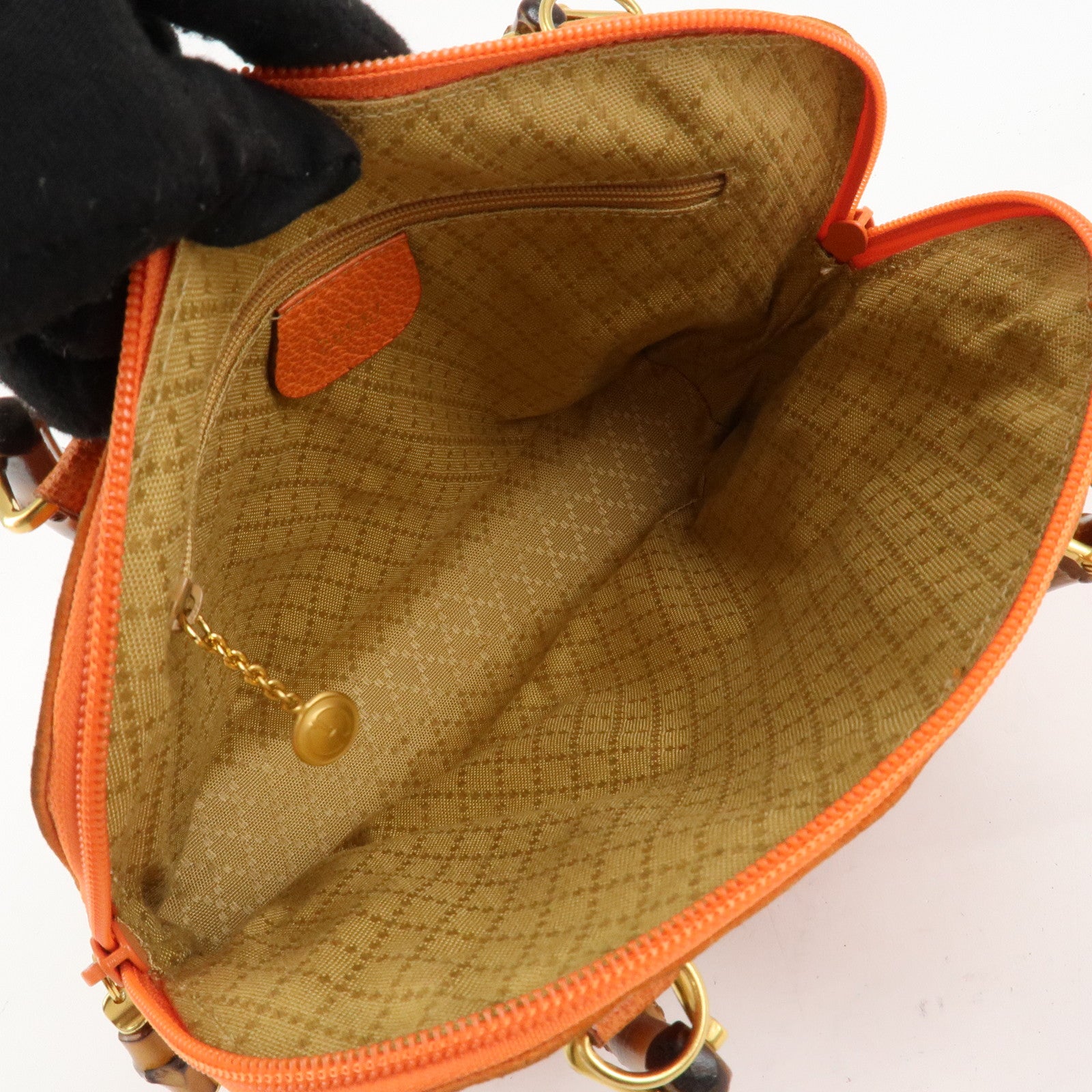 GUCCI Bamboo Suede Leather 2WAY Bag Orange 000.2296.0290